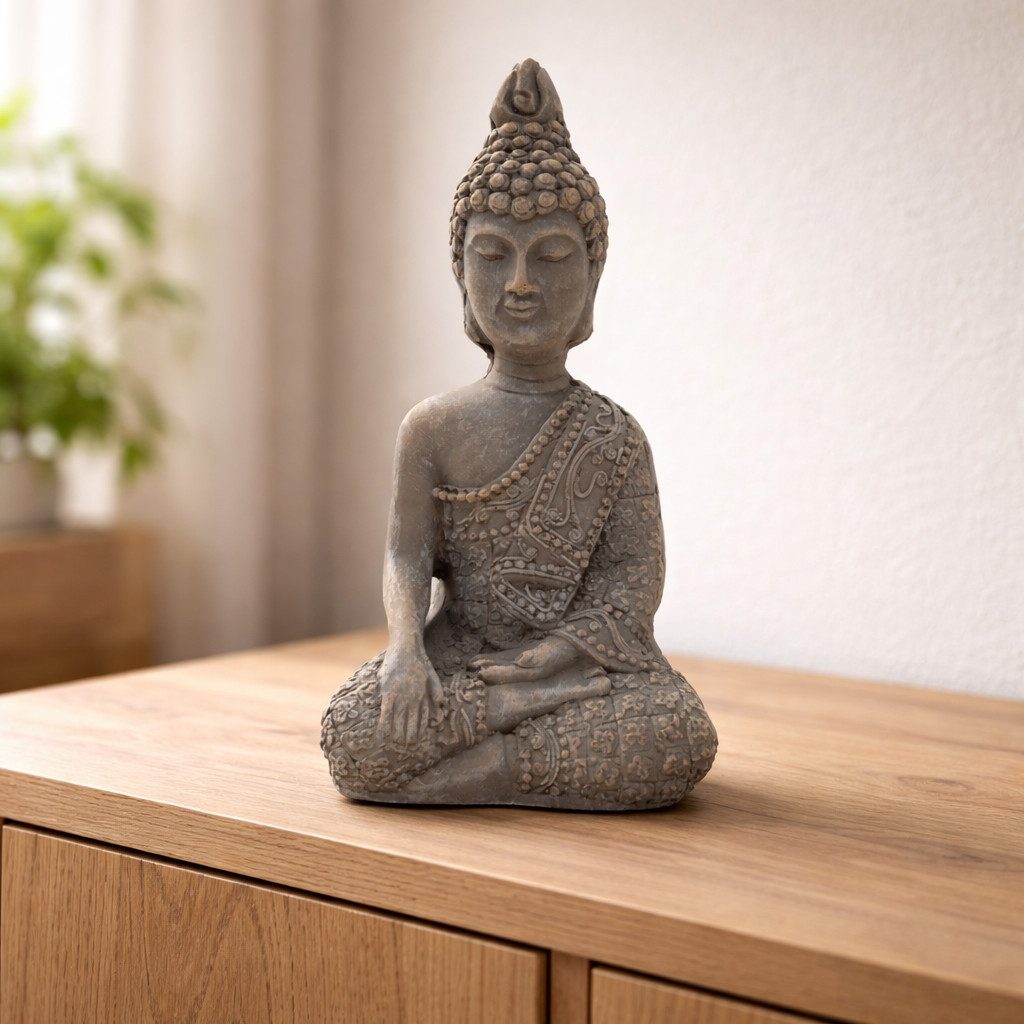 K&L Wall Art Buddhafigur Feng Shui Deko Buddhastatue meditierende Buddha Figur, Fensterbankdeko aus Kunststein