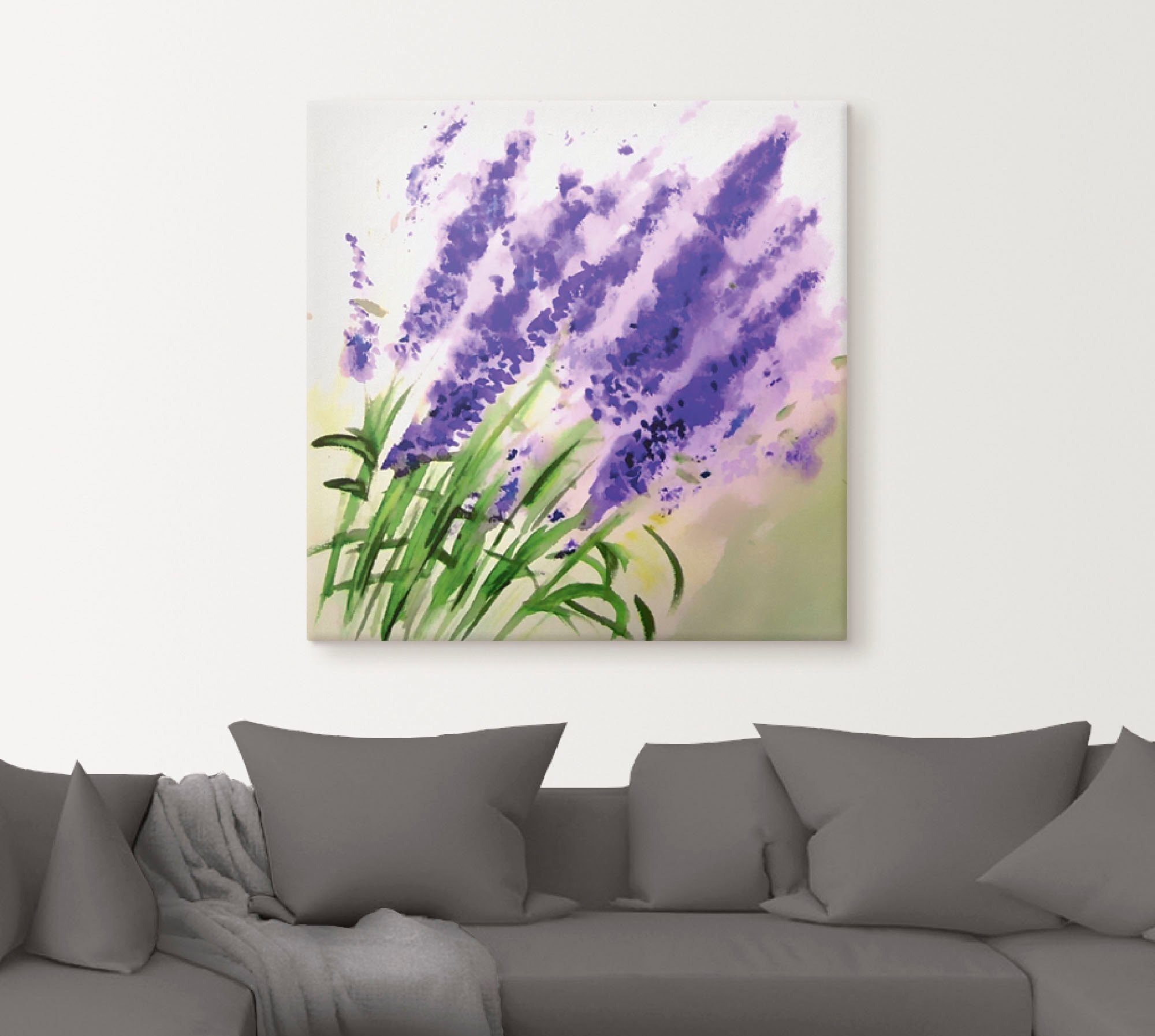 Artland Leinwandbild Lavendel-aquarell, Blumen (1 St), auf Holzrahmen gespannt