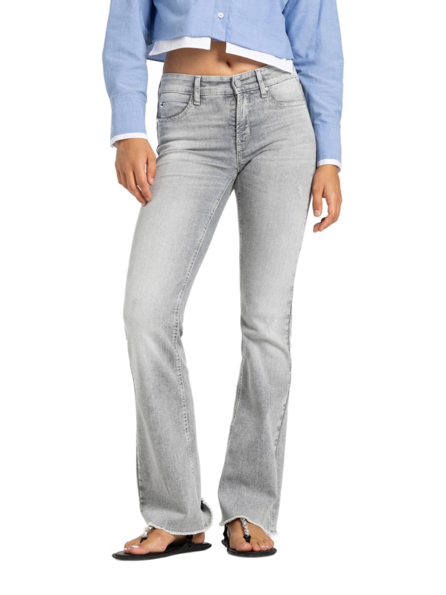 Cambio Stretch-Hose grau, Casual, Baumwolle, Unifarben, Regular Fit, Mittel