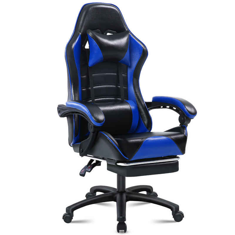 Fruyyzl Gaming-Stuhl Ergonomisch mit Fußstütze,Gamer Stuhl mit Verstellbare Lendenkissen, Höhenverstellbarer PC Stuhl Gaming Sessel