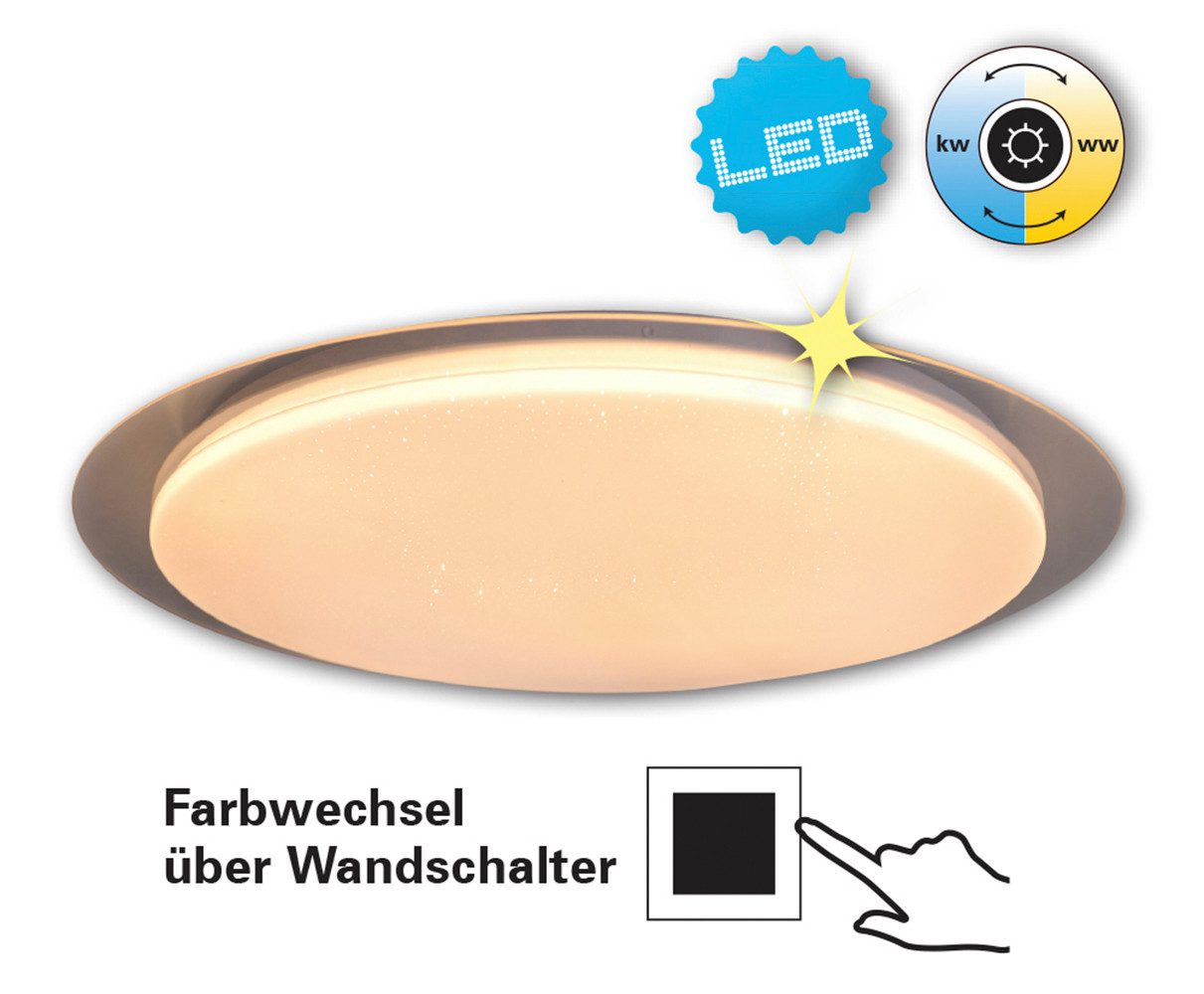 näve LED Deckenleuchte Locarno, LED fest integriert, warmweiß - kaltweiß, Kristalleffekt, warmweiß-kaltweiß wechselbar per Wandschalter, D:46cm