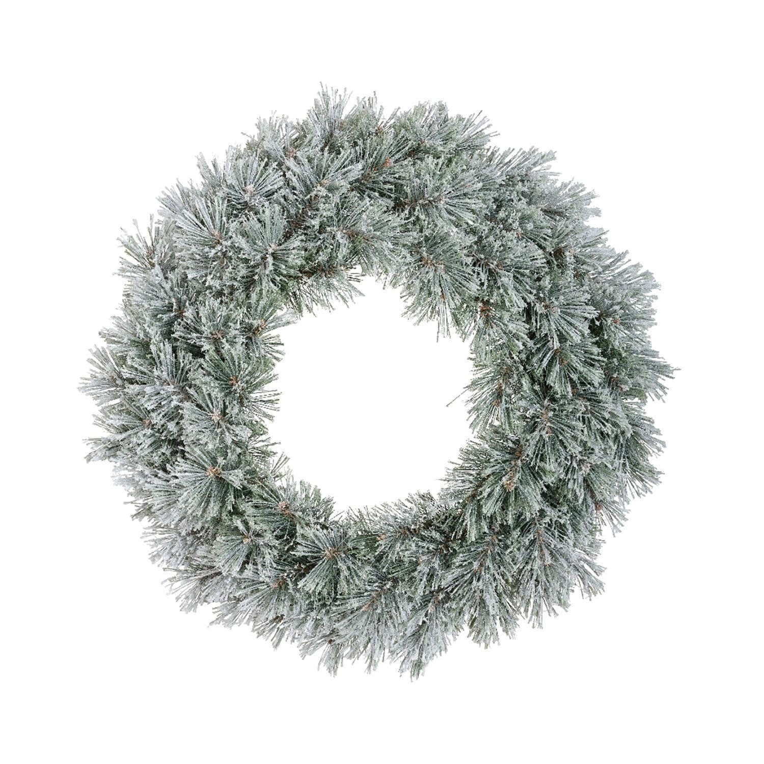 Kaemingk Tischkranz FERA, Ø 63 cm, Weiß, Grün, Kunststoff, geeistes Design