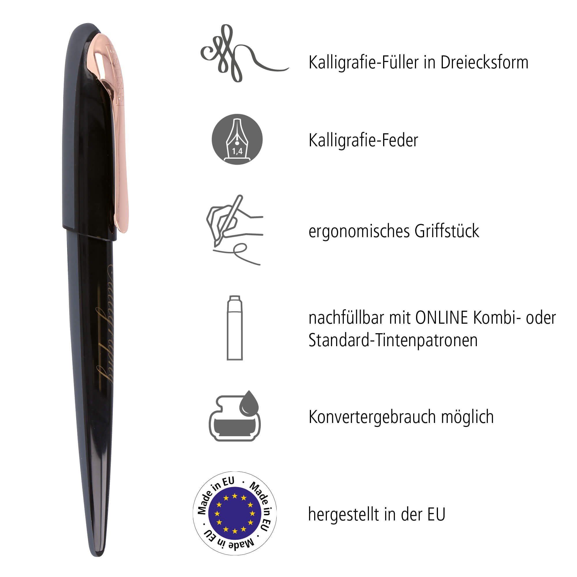 Online Pen Kalligraphie-Stift für Kalligrafie Schönschreibfüller Air Black Rose Best Schreib-Fans Writer