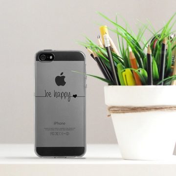 DeinDesign Handyhülle Statement Glück Motiv ohne Hintergrund be happy transparent, Apple iPhone 5 Silikon Hülle Bumper Case Handy Schutzhülle