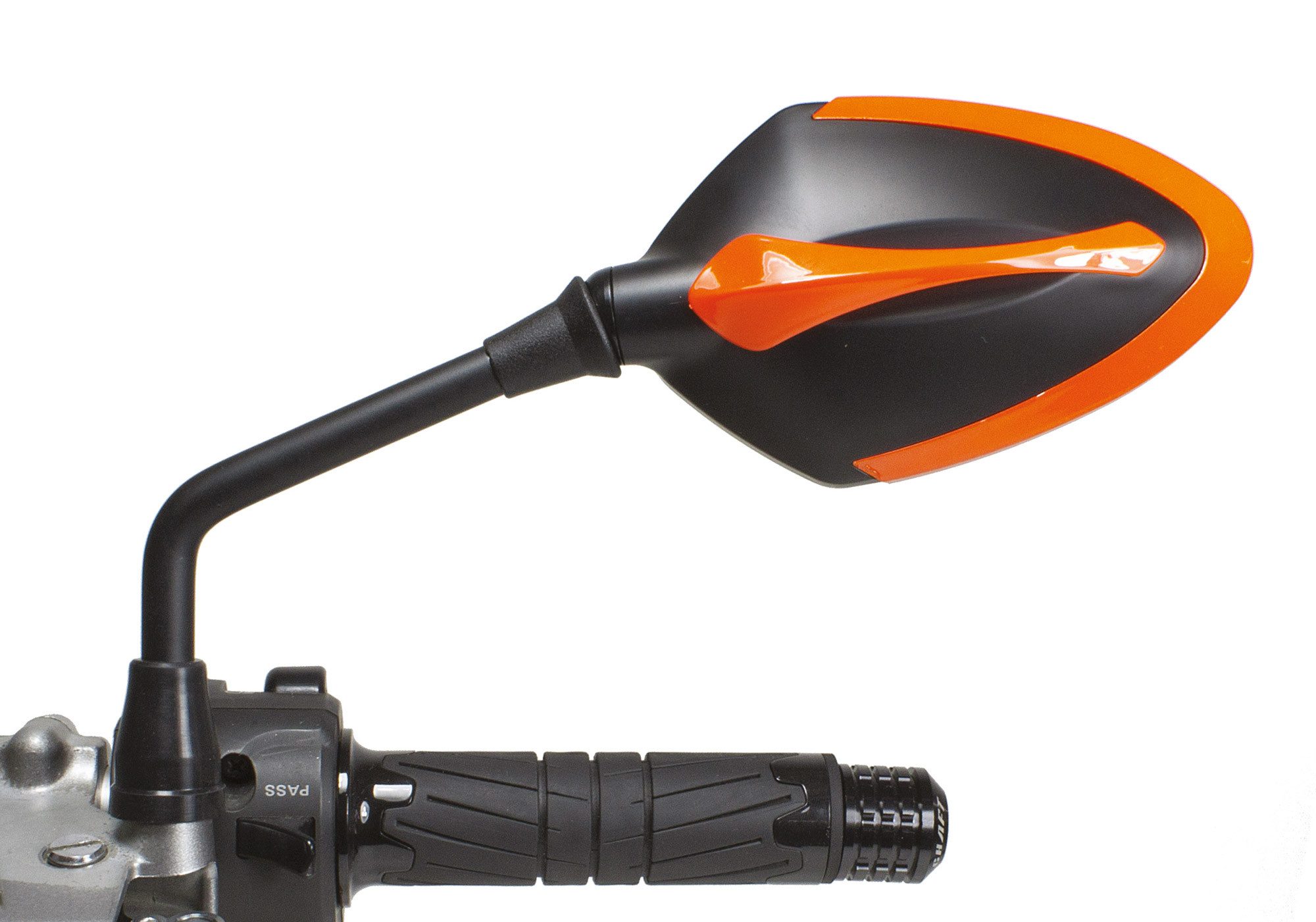 Blinker Spiegel XR-100 Kunststoff/Spiegelglas schwarz/orange