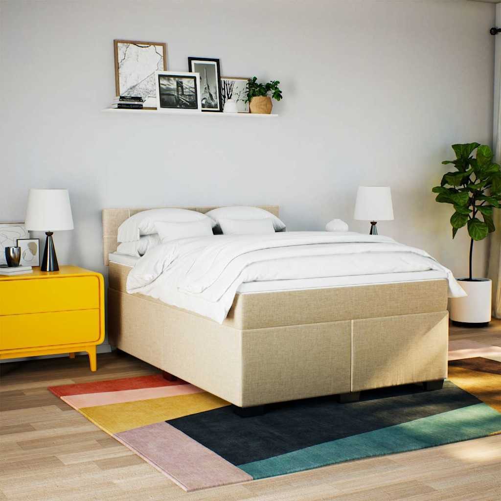 vidaXL Bett Boxspringbett mit Matratze Creme günstig online kaufen