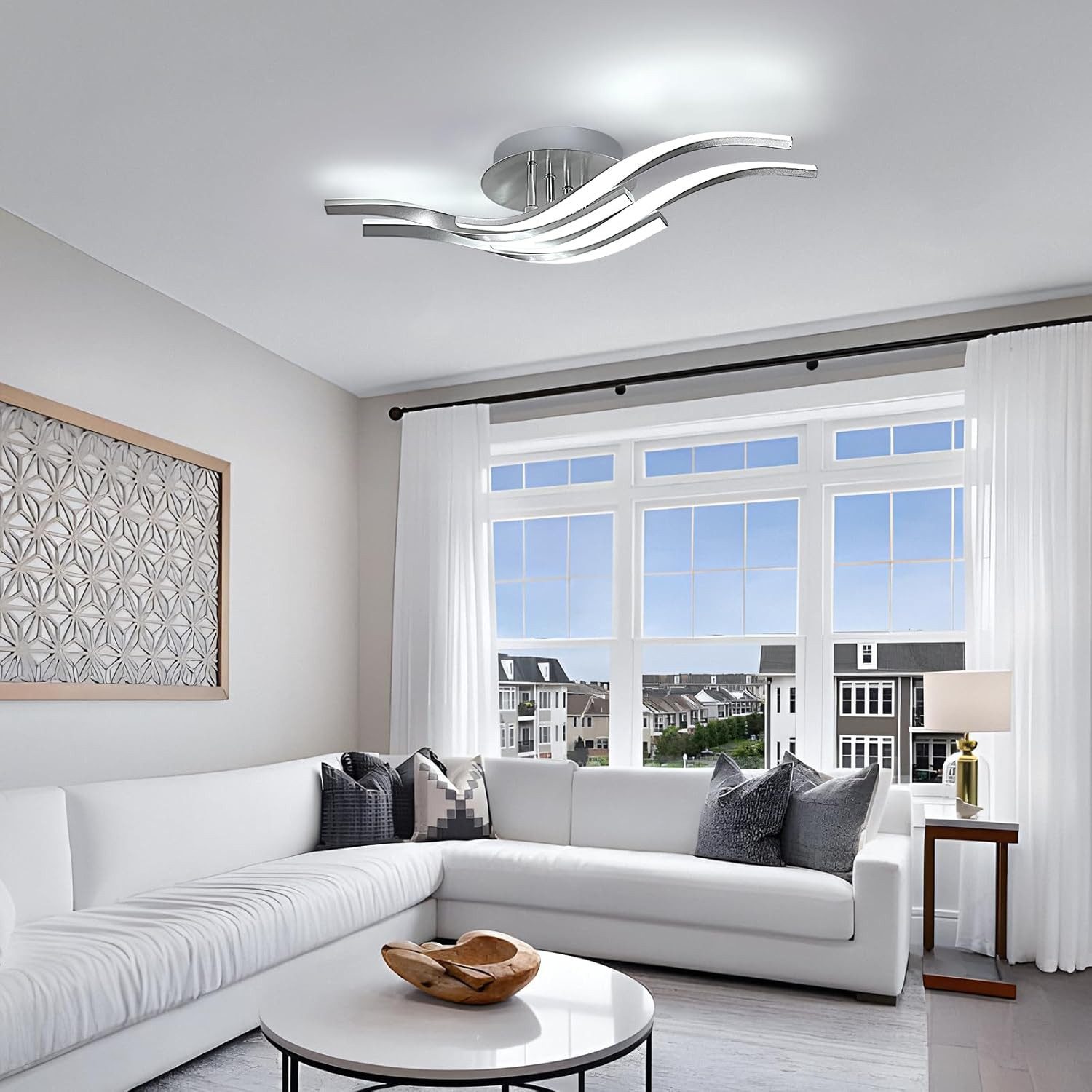 Riserva Deckenleuchten 4er-Set Moderne Deckenleuchte Silber 32W LED mit Aluminium Design, LED wechselbar