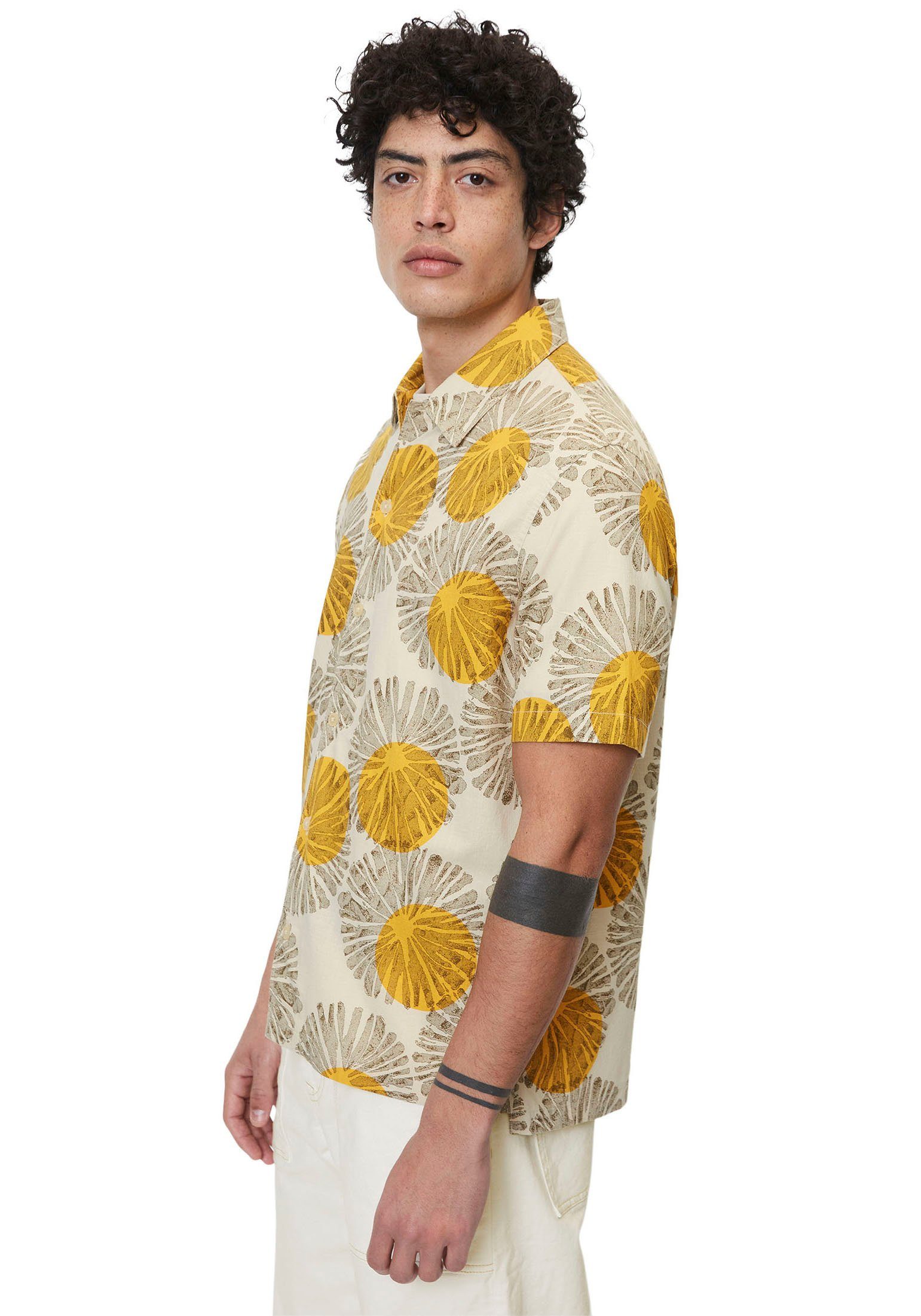 Kurzarmhemd O'Polo sand grafischem Hawaii-Print mais Marc mit