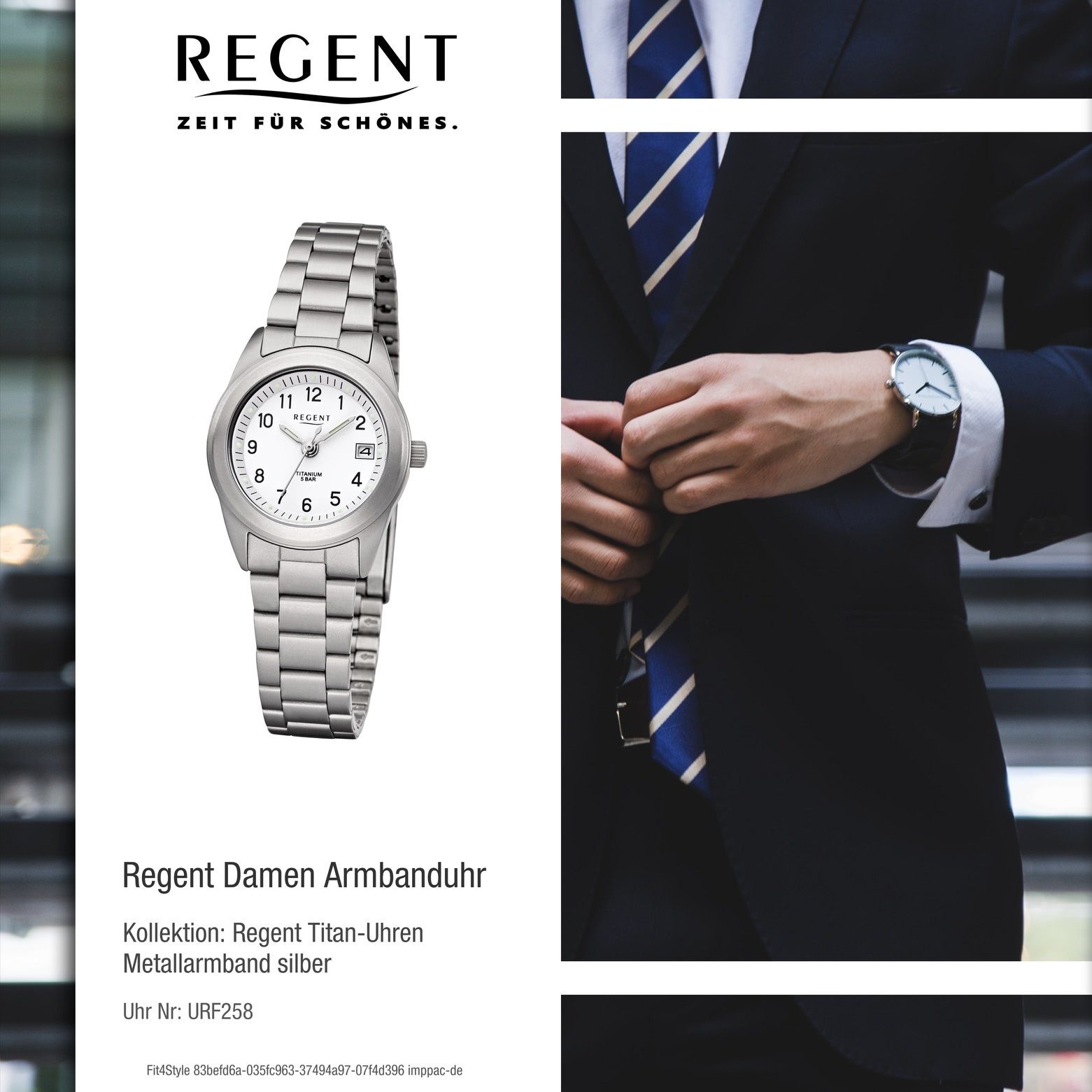 Regent Metall Quarzwerk, Quarzuhr 26mm), (ca. F-258 Armbanduhr Metallarmband klein rund, Damen Regent Damen Uhr