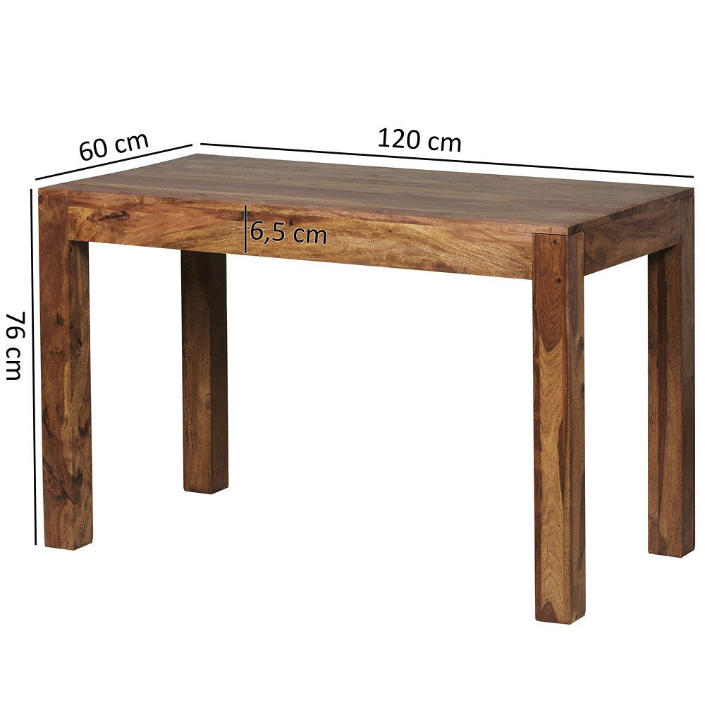 Lomadox Esstisch, Sheesham 120cm Landhaus-Stil dunkel-braun 120/76/60cm