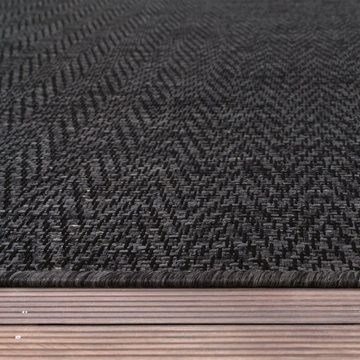 Outdoorteppich Balkon Terrasse Geometrisch Fischgrätmuster Unifarben Modern, TT Home, Läufer, Höhe: 4 mm