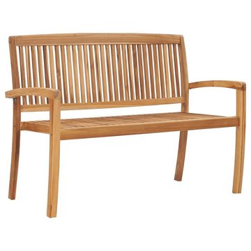 furnicato Gartenbank Stapelbare mit Auflage 128,5 cm Massivholz Teak