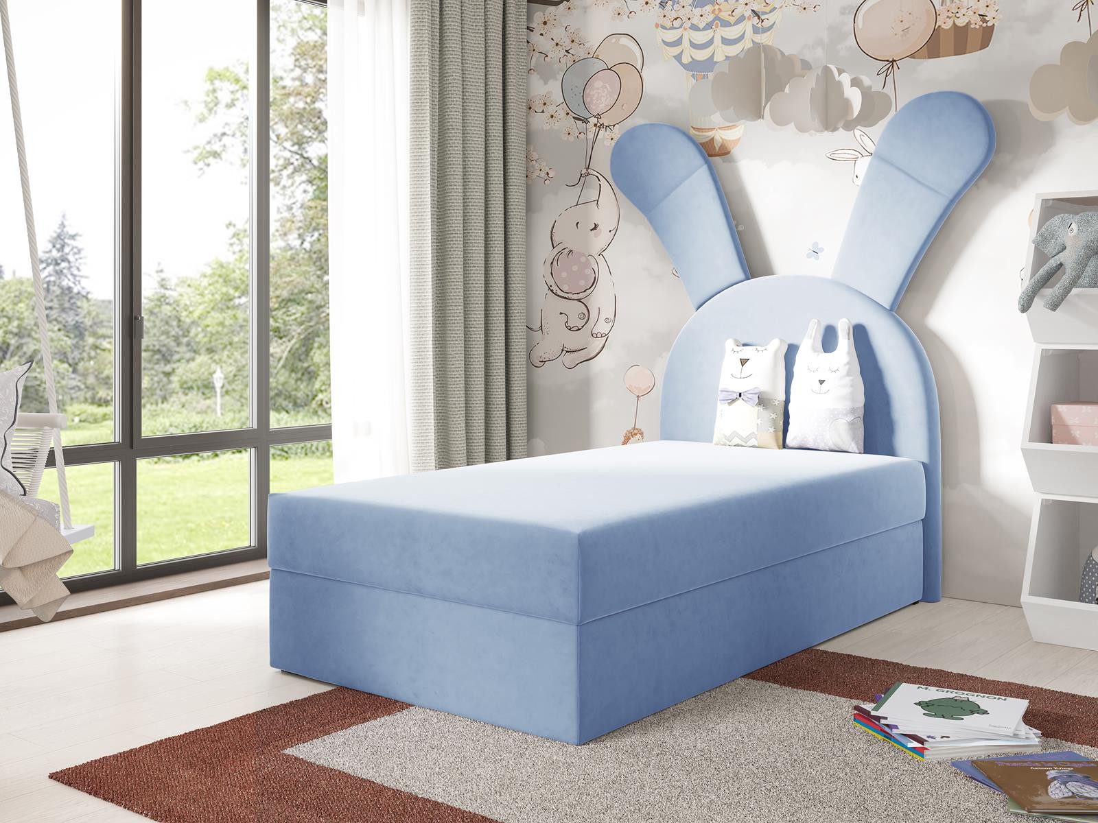 Kinderbett Hasenbett, Designer Einzelbett mit Bettkasten