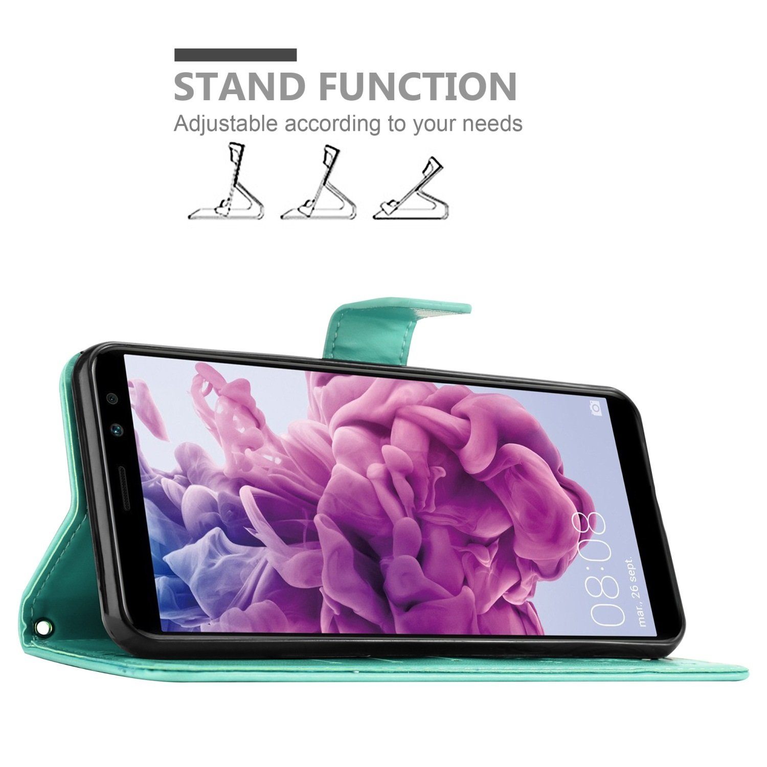 Cadorabo Handyhülle für Huawei MATE 10 LITE / NOVA 2i Hülle Huawei MATE 10 LITE, Hülle Schutzhülle Blumen Flower mit Standfunktion Kartenfach Magnet