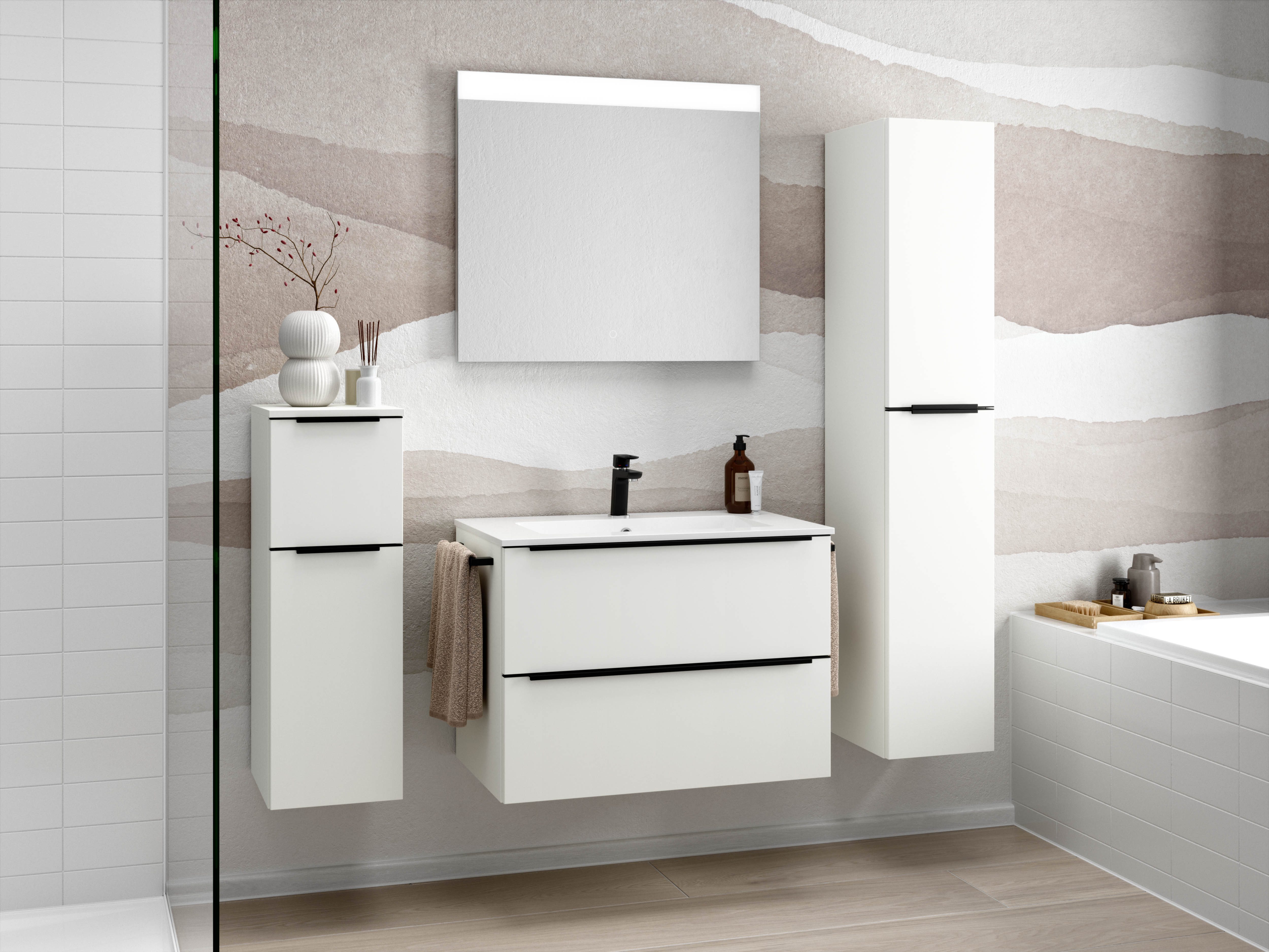 nobilia® Badmöbel-Set Levere, (4-St., vormontiert, mit günstig online kaufen
