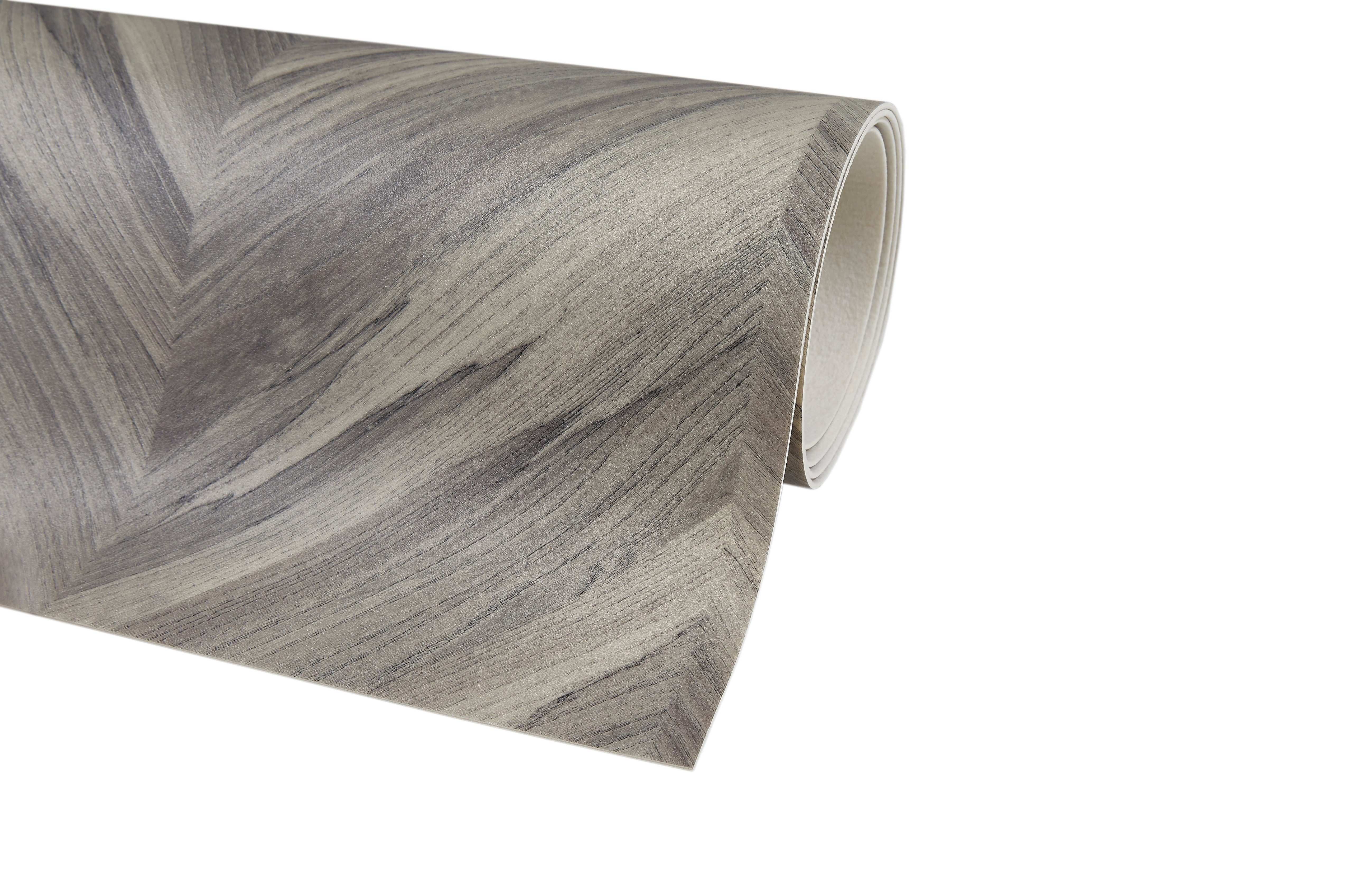 Andiamo Vinylboden Holzoptik, PVC Bodenbelag Meterware 400 cm breit, Stärke 2,80 mm grau