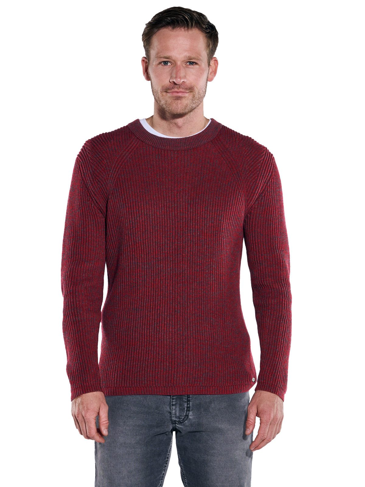 Engbers Rundhalspullover Herren Pullover regular, Tomatenrot günstig online kaufen