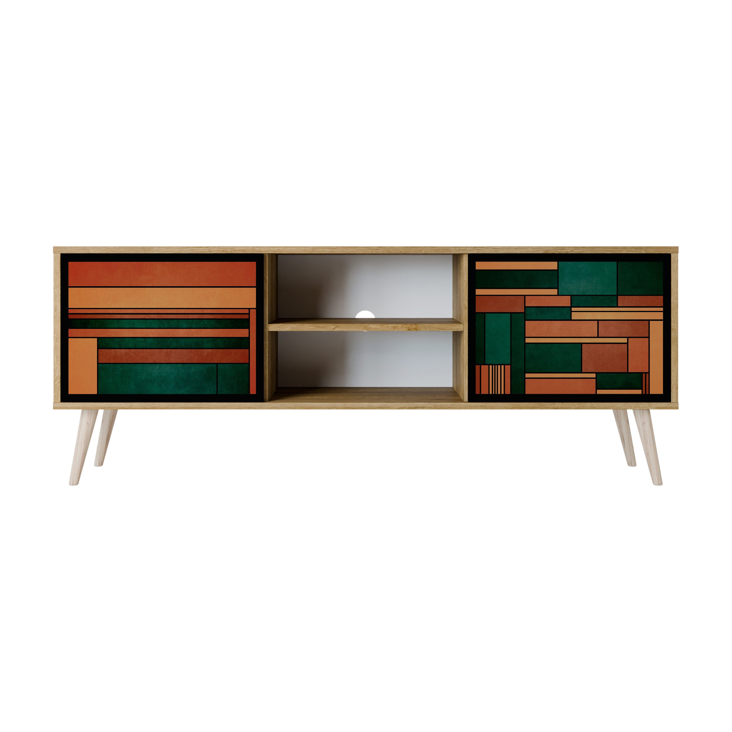 SPACEREBELS TV-Schrank mit Türen Fernsehtisch Sideboard Board mit Stauraum Tisch mit Beinen Lowboards 161 cm Fernsehschrank