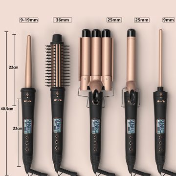 Celya Lockenstab 5-in-1-Set, keramikbeschichteter, multifunktionaler