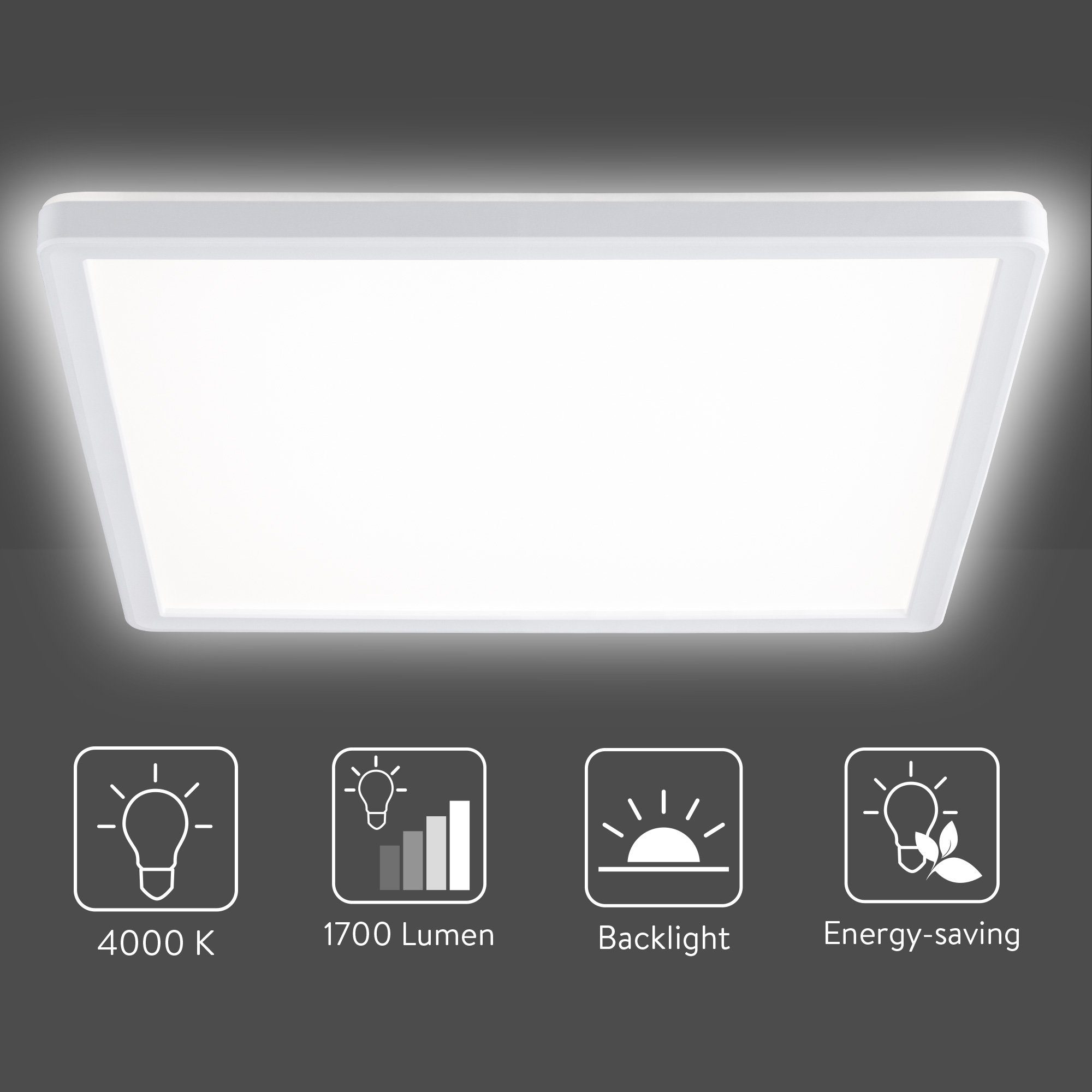 Navaris LED Deckenleuchte, LED integriert, - ultra Hintergrundbeleuchtung 18 flach LED - Deckenlampe mit Watt fest