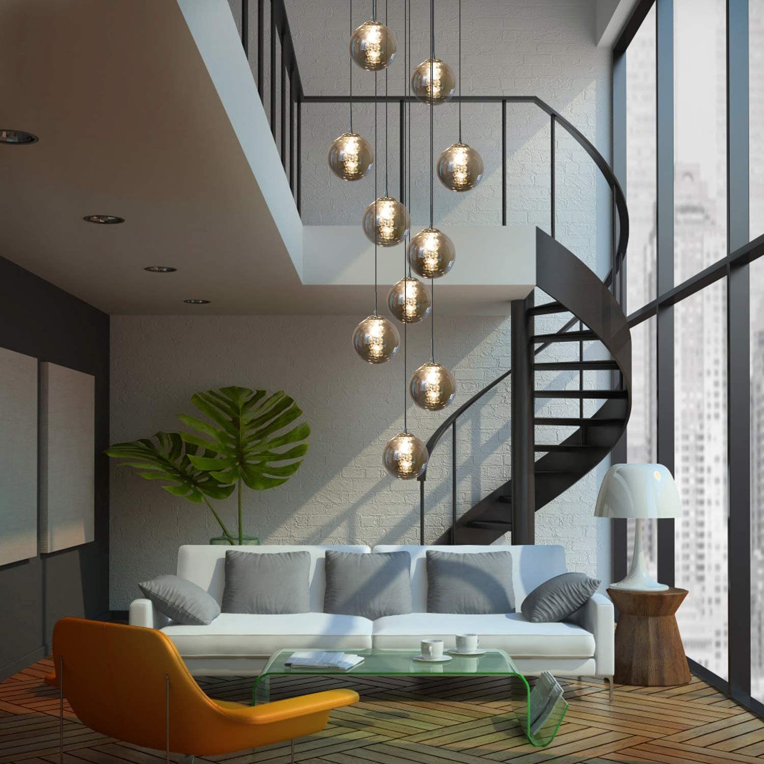 ZMH Pendelleuchte LED Höhenverstellbar Kronleuchter Glas Wohnzimmerlampe, L günstig online kaufen