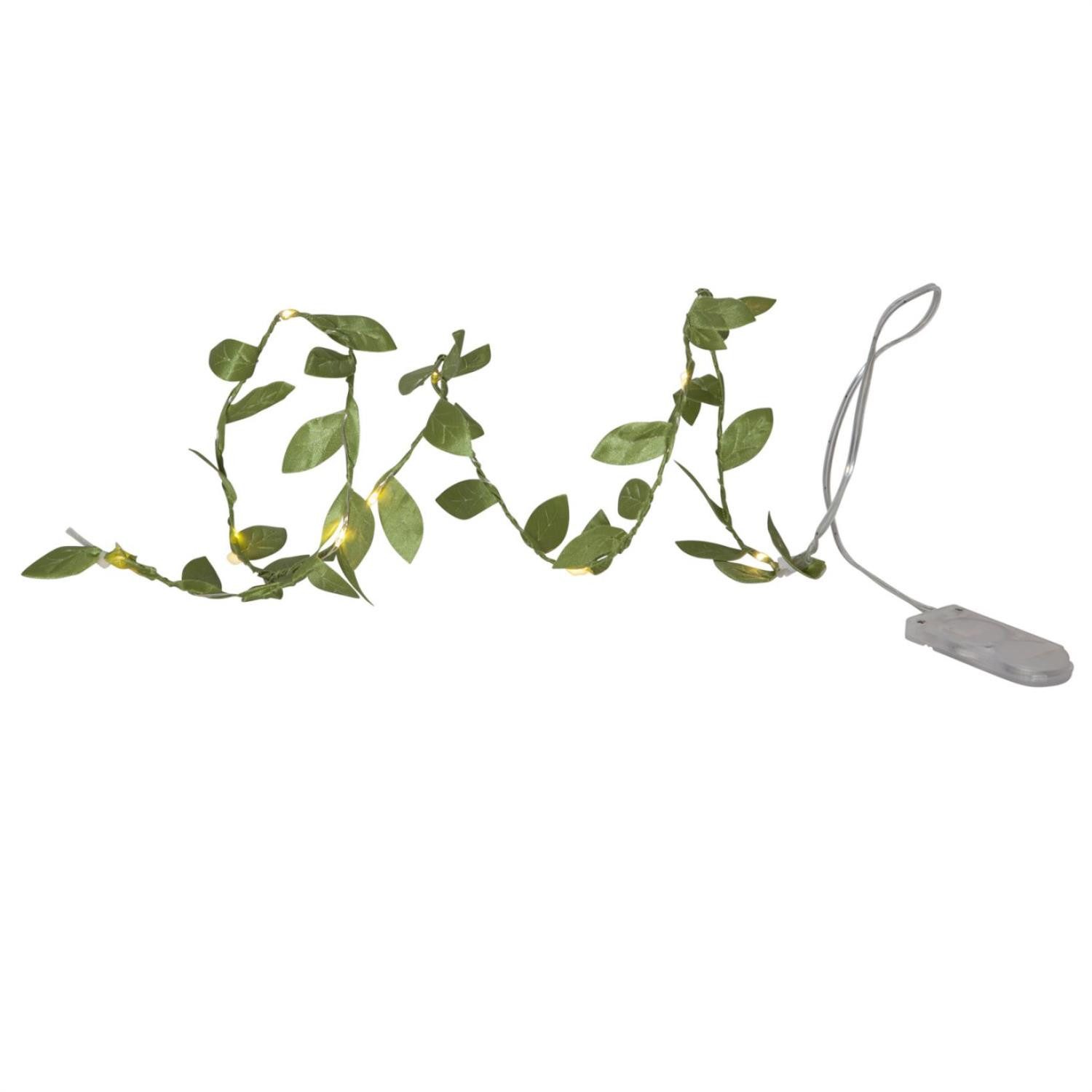 STAR TRADING LED-Lichterkette Blätter - 10 warmweiße LED - 95cm - Batteriebetrieb - grüne Blätter, 10-flammig. € 4,99