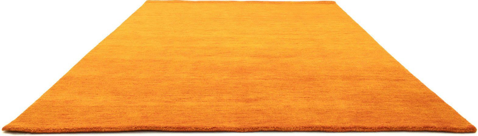 Wollteppich GABBEH FEIN UNI, morgenland, rechteckig, Höhe: 18 mm, reine Schurwolle, uni, Wohnzimmer orange