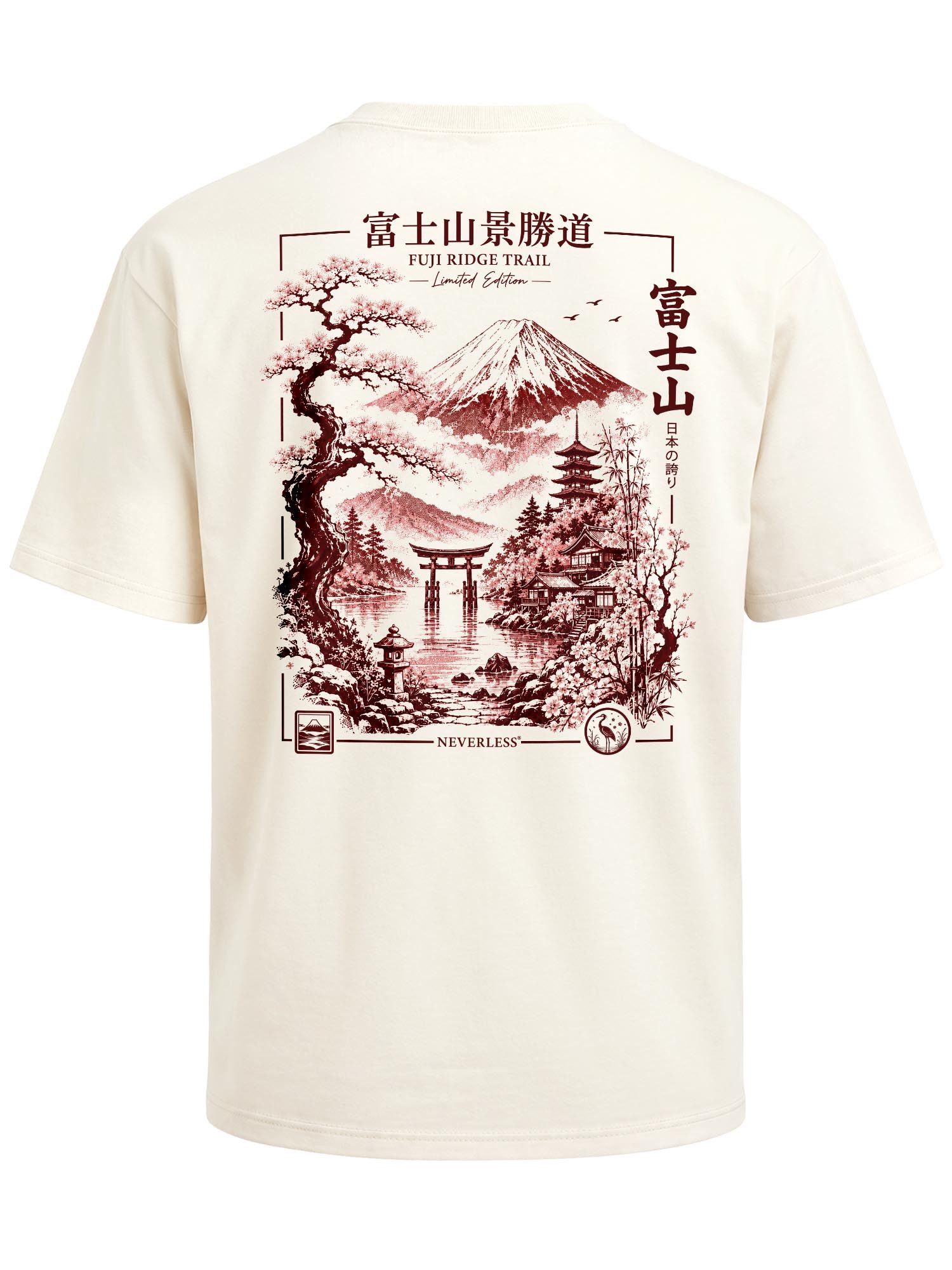 Neverless Oversize-Shirt Herren T-Shirt - Design Mount Fuji - Oversized Relaxed Fit Printshirt mit Print