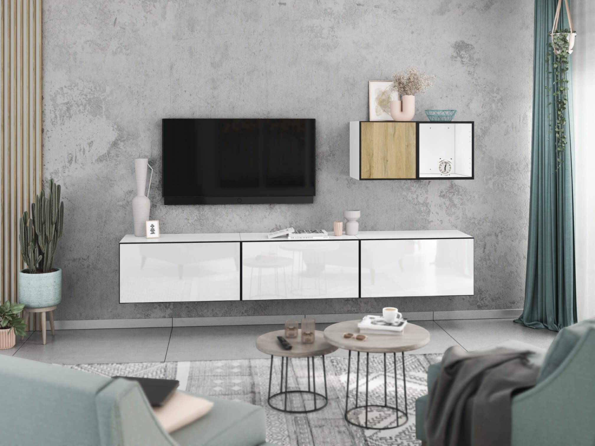 moebel-dich-auf Wohnwand VARIANTO 5, (5- teilig., 3x Schrank mit Klappe, 1x Regal offen, 1x Schrank mit Tür)