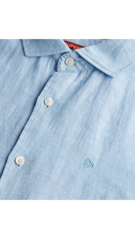 Superdry Leinenhemd SD EMB VACATION LS LINEN SHIRT SEA BLUE CHAMBRAY