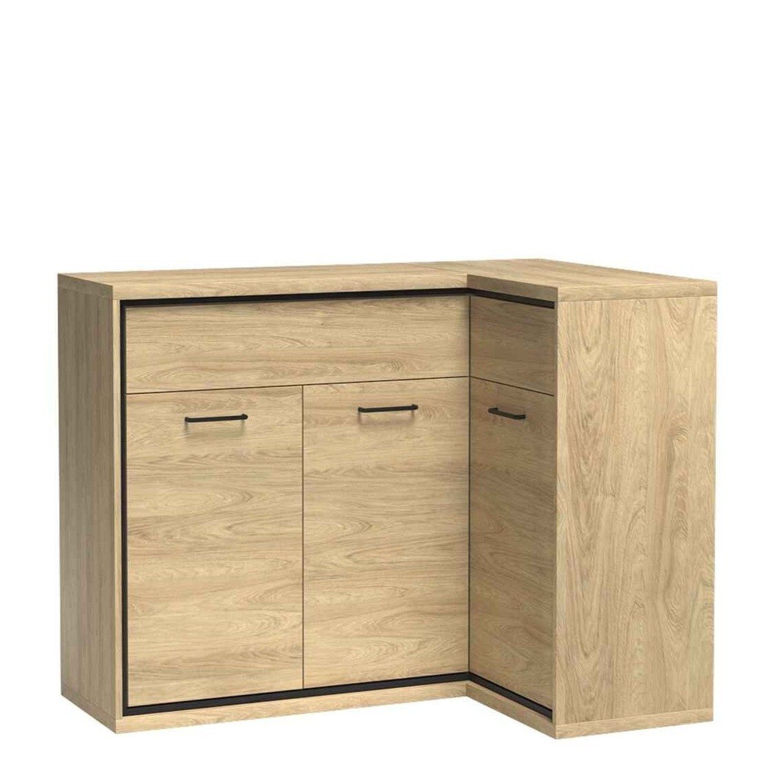 Masseno Kommode SYNDRA 127,5 cm Sideboard mit 3 Türen Eichefarben
