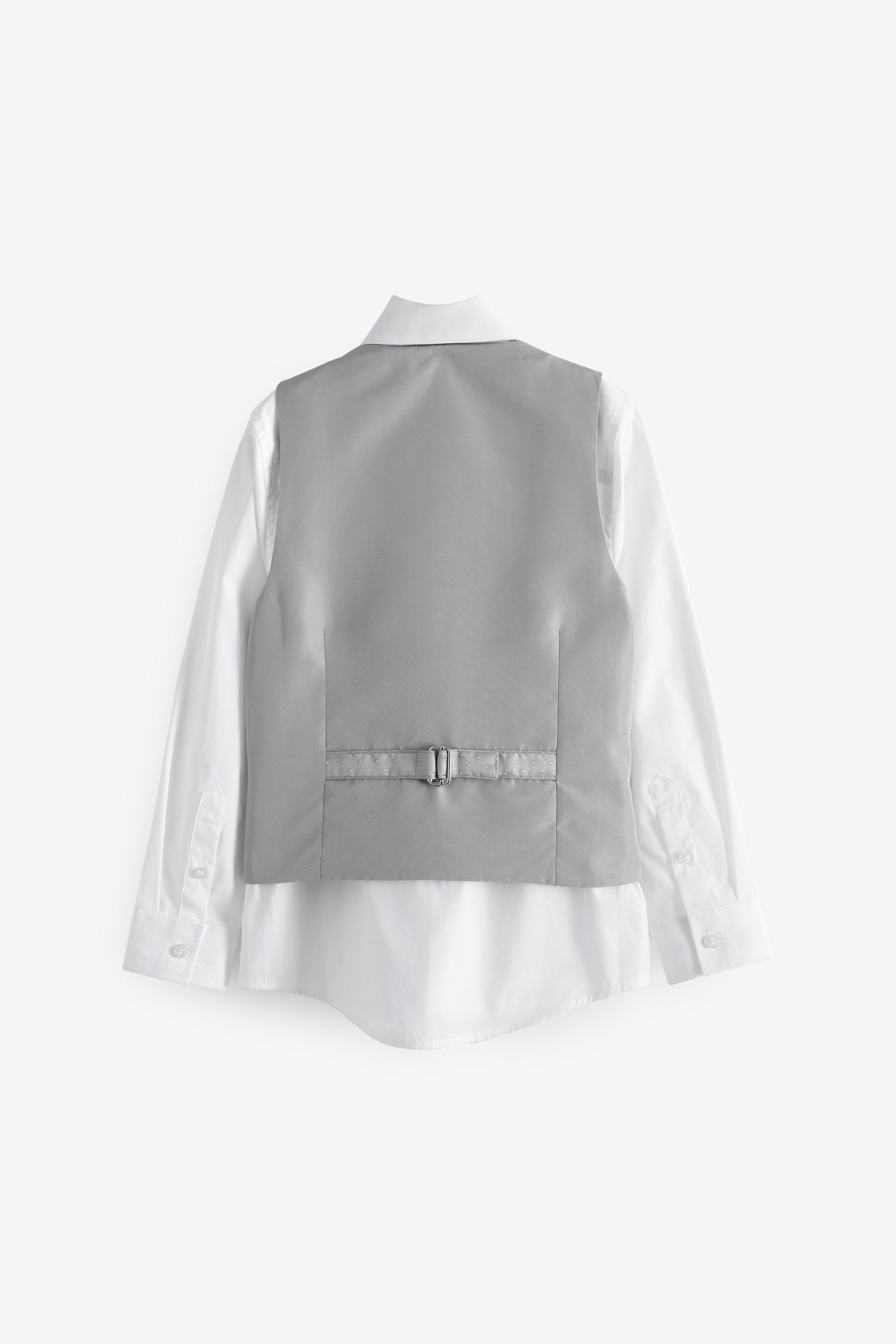 und Weste, Set Hemd (3-tlg) Fliege Silver Anzugweste Next Festliches aus
