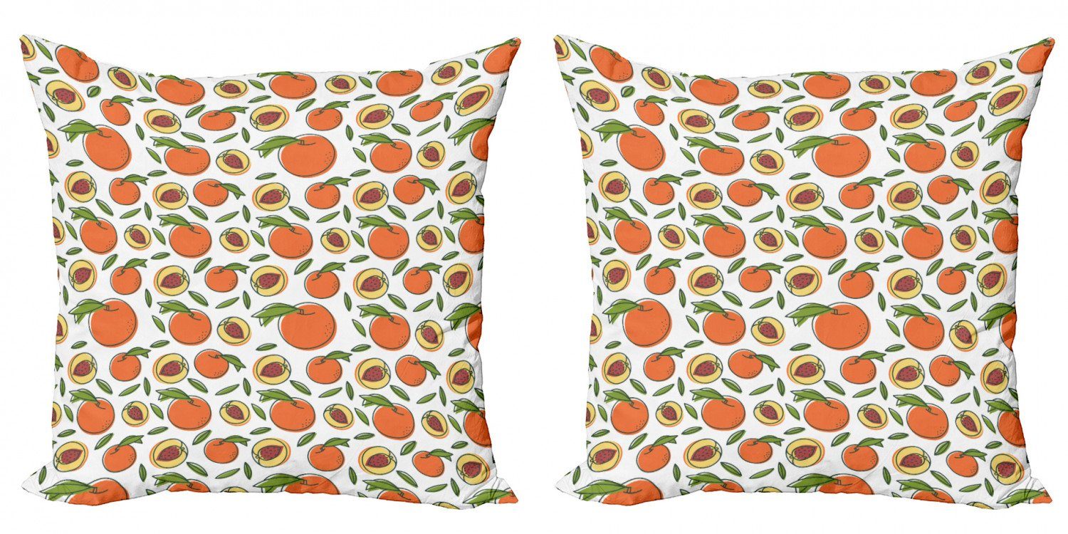 Kissenbezüge Modern Accent Doppelseitiger Digitaldruck, Abakuhaus (2 Stück), Peach Farben Frucht mit Samen Kunst