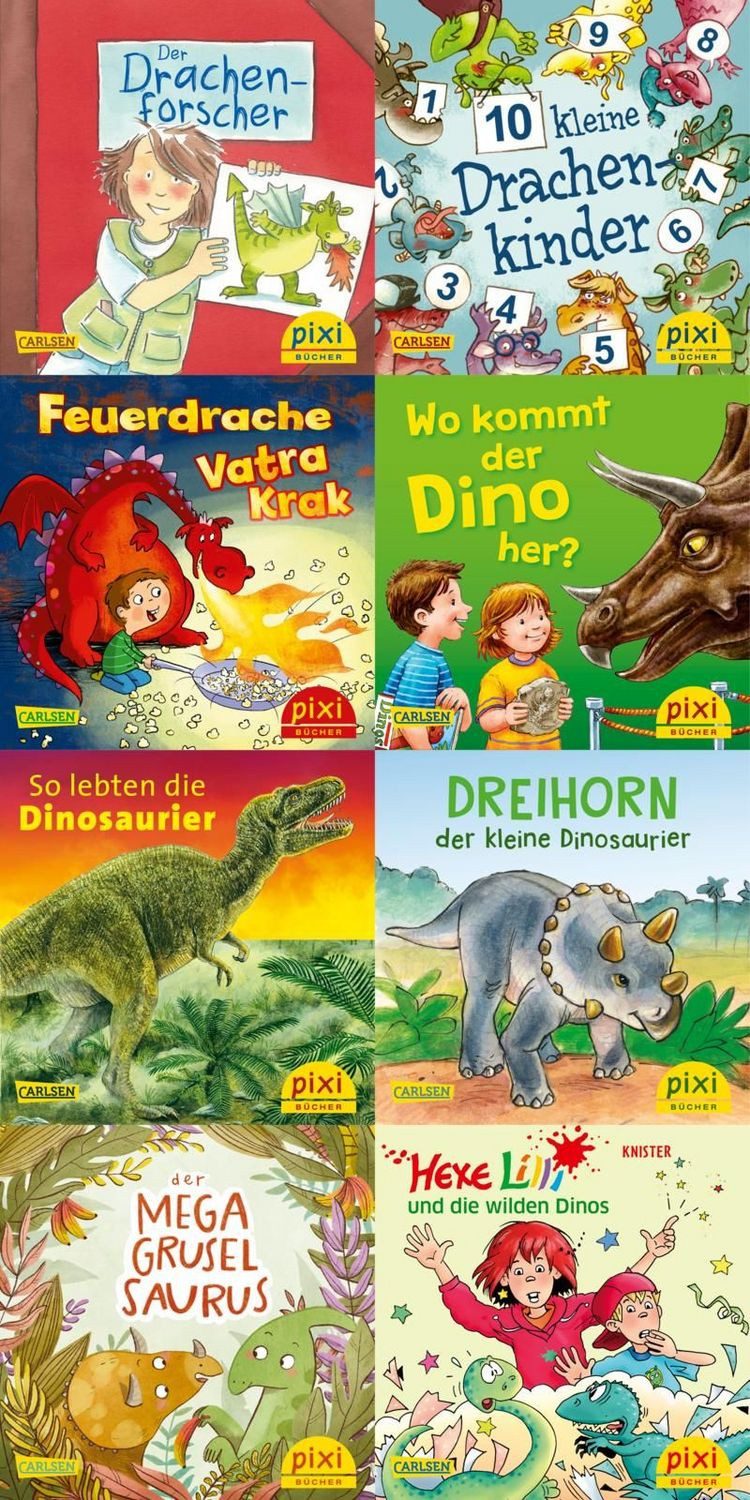 Pixi-8er-Set 279: Dinos und Drachen bei Pixi (8x1 Exemplar) / diverse