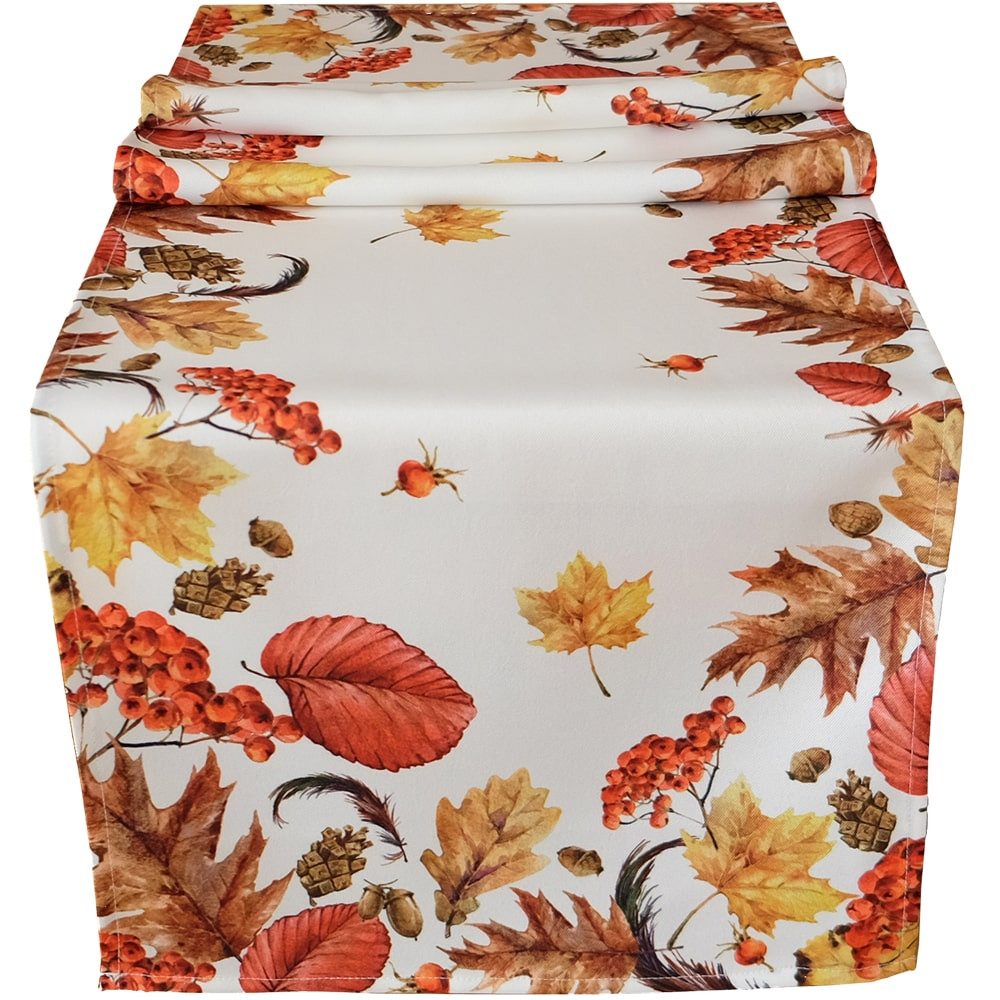 matches21 HOME & HOBBY Tischdecke Tischläufer Druck bunt Blätter Herbstlaub 40x140 cm (1-tlg)