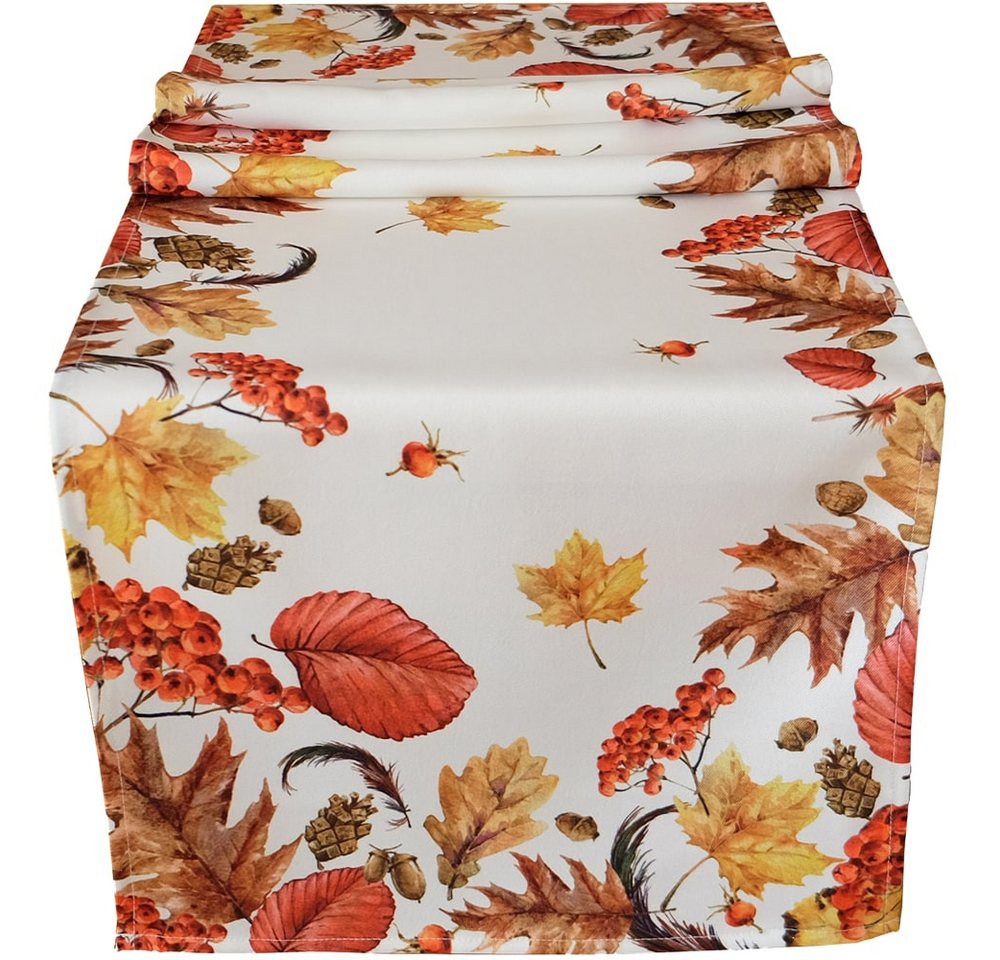 matches21 HOME & HOBBY Tischdecke Tischläufer Druck bunt Blätter Herbstlaub 40x140 cm (1-tlg)