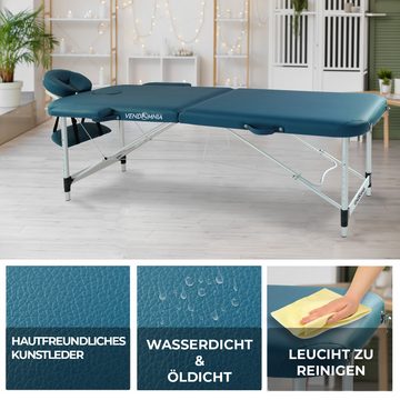 VENDOMNIA Massageliege Mobile Massageliege - Aluminium mit 2 Zonen (Klappbar Massagetisch Massagebett Massagebank Behandlungsliege, Farbwahl), inkl. hochwertiger Kopfstütze Tasche Armlehnen