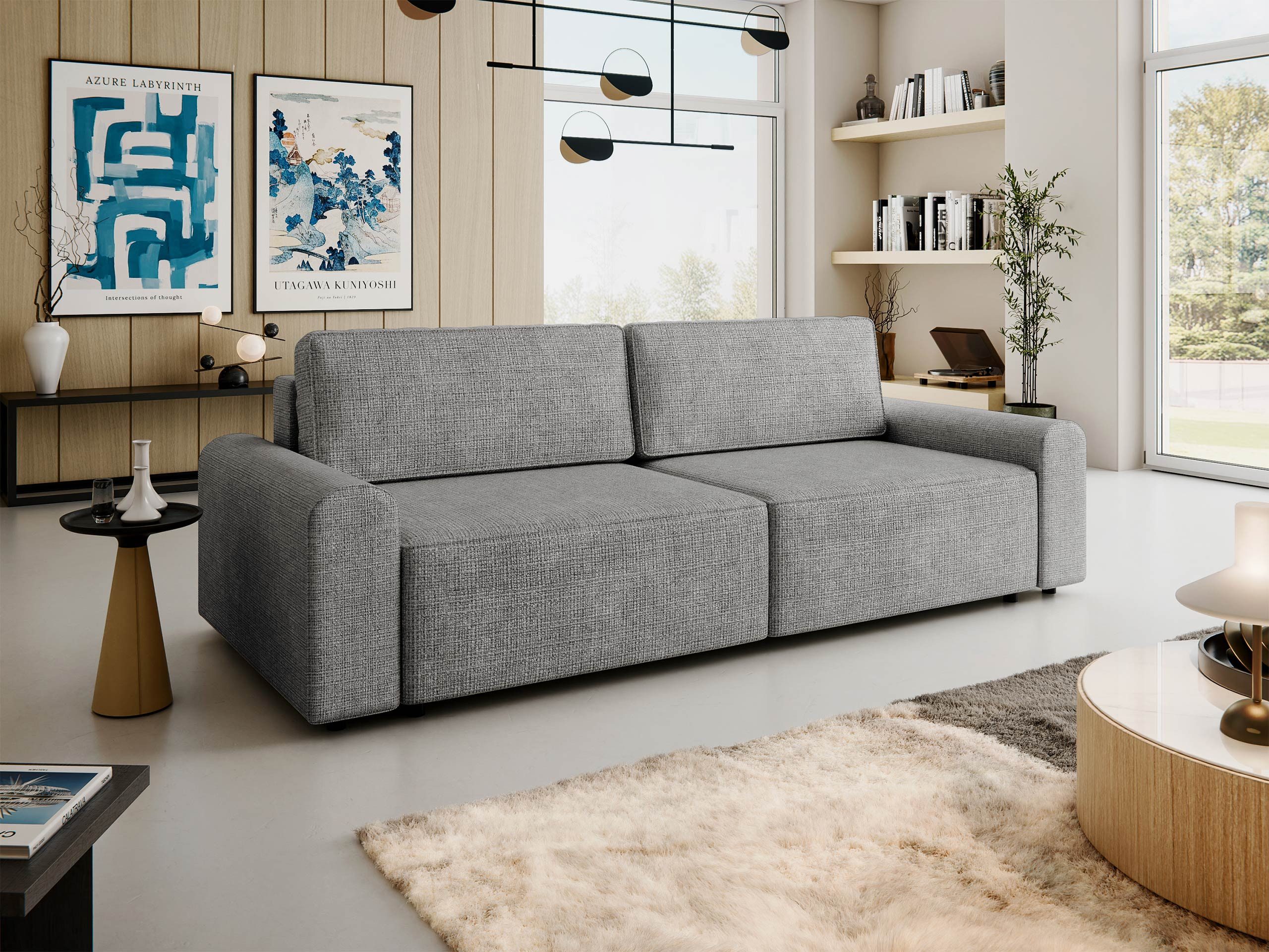 MIRJAN24 Schlafsofa Bella, mit Schlaffunktion und Bettkasten, Holzkonstruktion, Wellenfeder