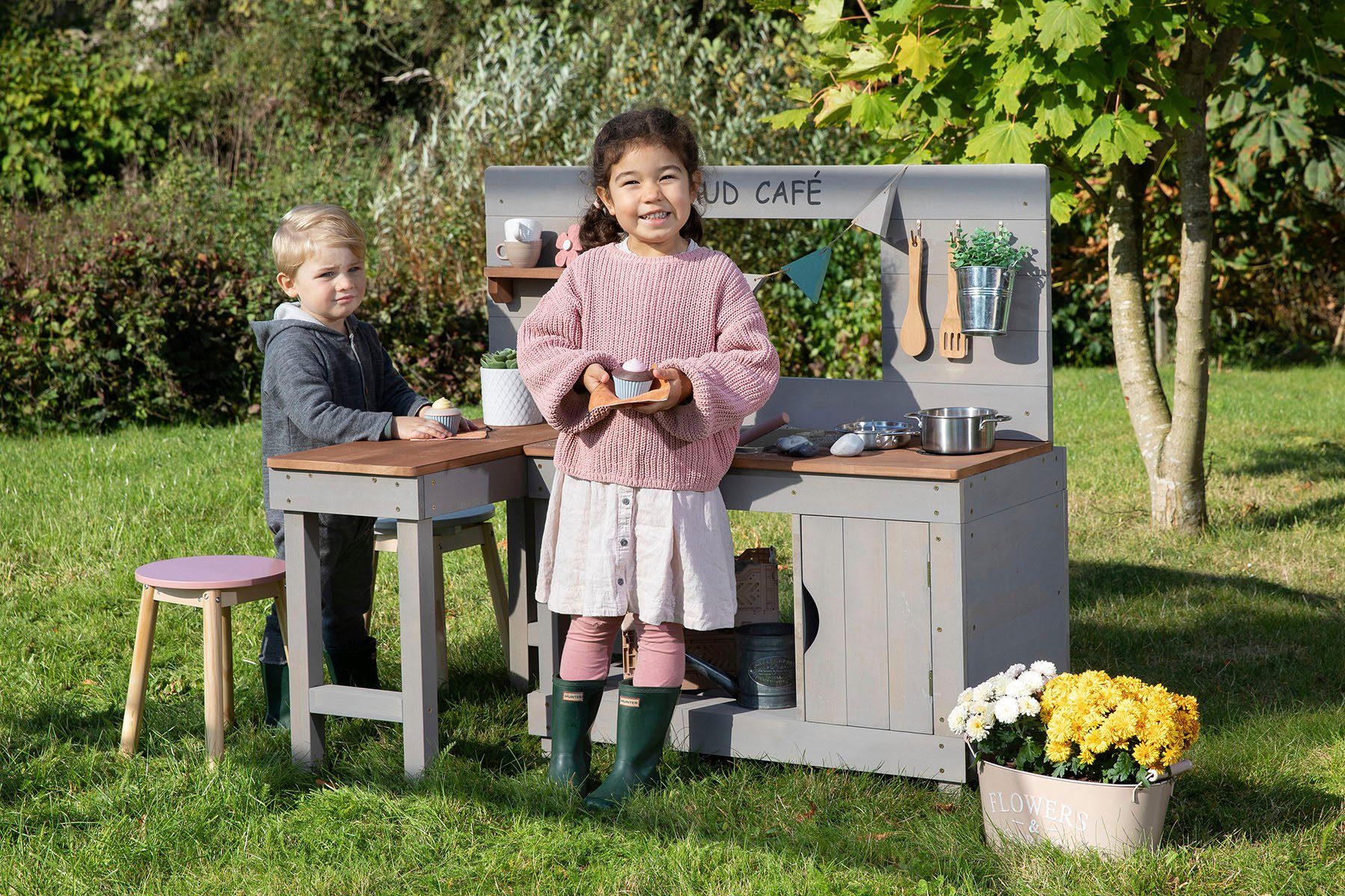 MUDDY BUDDY® Outdoor-Spielküche Mud Café Holz, Matschküche, warmgrau, FSC® günstig online kaufen