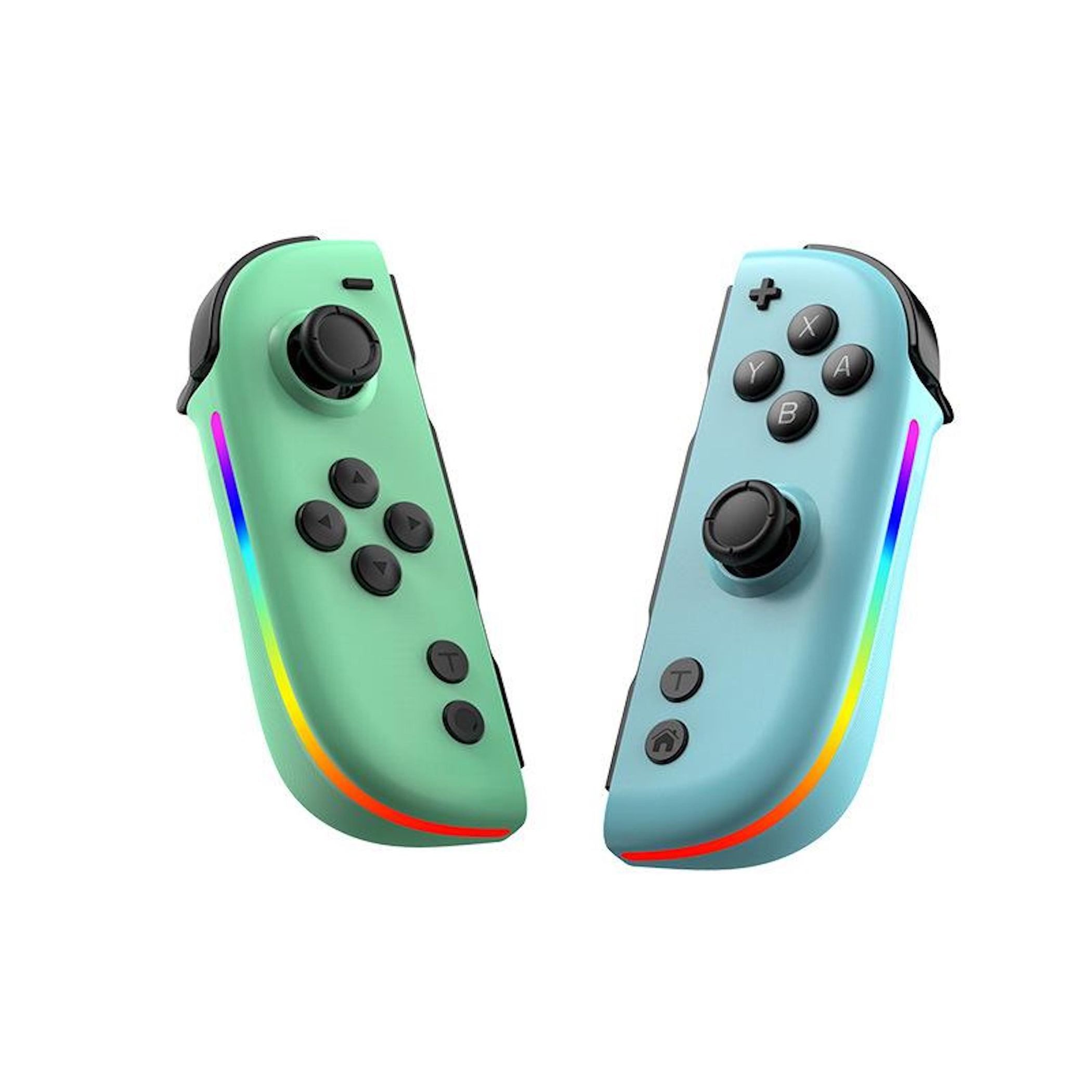Wigento Handyhülle Für Nintendo Switch JOY-05 Split Controller Hall Joysticks Grün Blau, RGB Licht, Motion Control, Ergonomisch