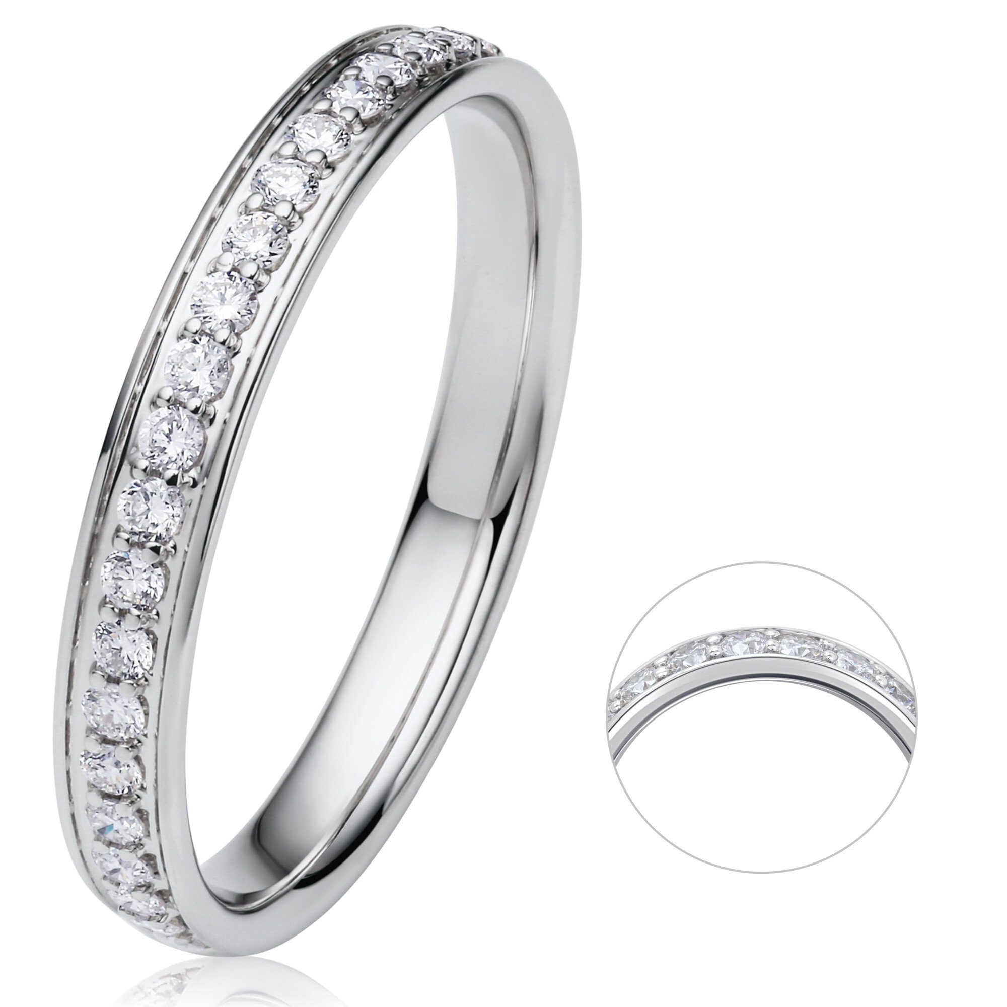 ONE ELEMENT Diamantring 0.25 ct Diamant Brillant Memoire Ring aus 585 Weißgold, Damen Gold Schmuck Memoire