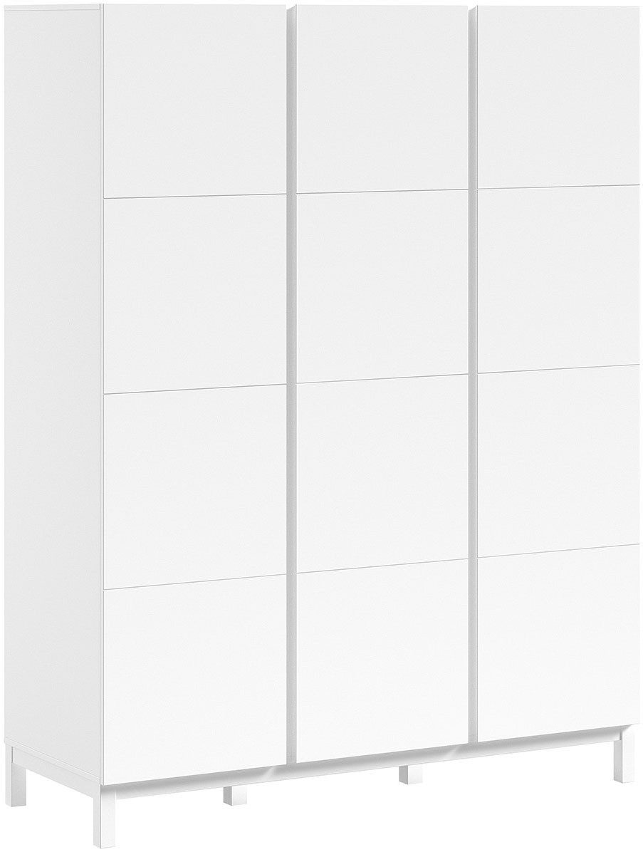 Vipack Kleiderschrank in modernem Design, Türen mit Profilfräsung, pflegeleichter Oberfläche mit 3 Drehtüren inkl. Soft-Close, Wäschwfächer, Ausf. weiß lackiert