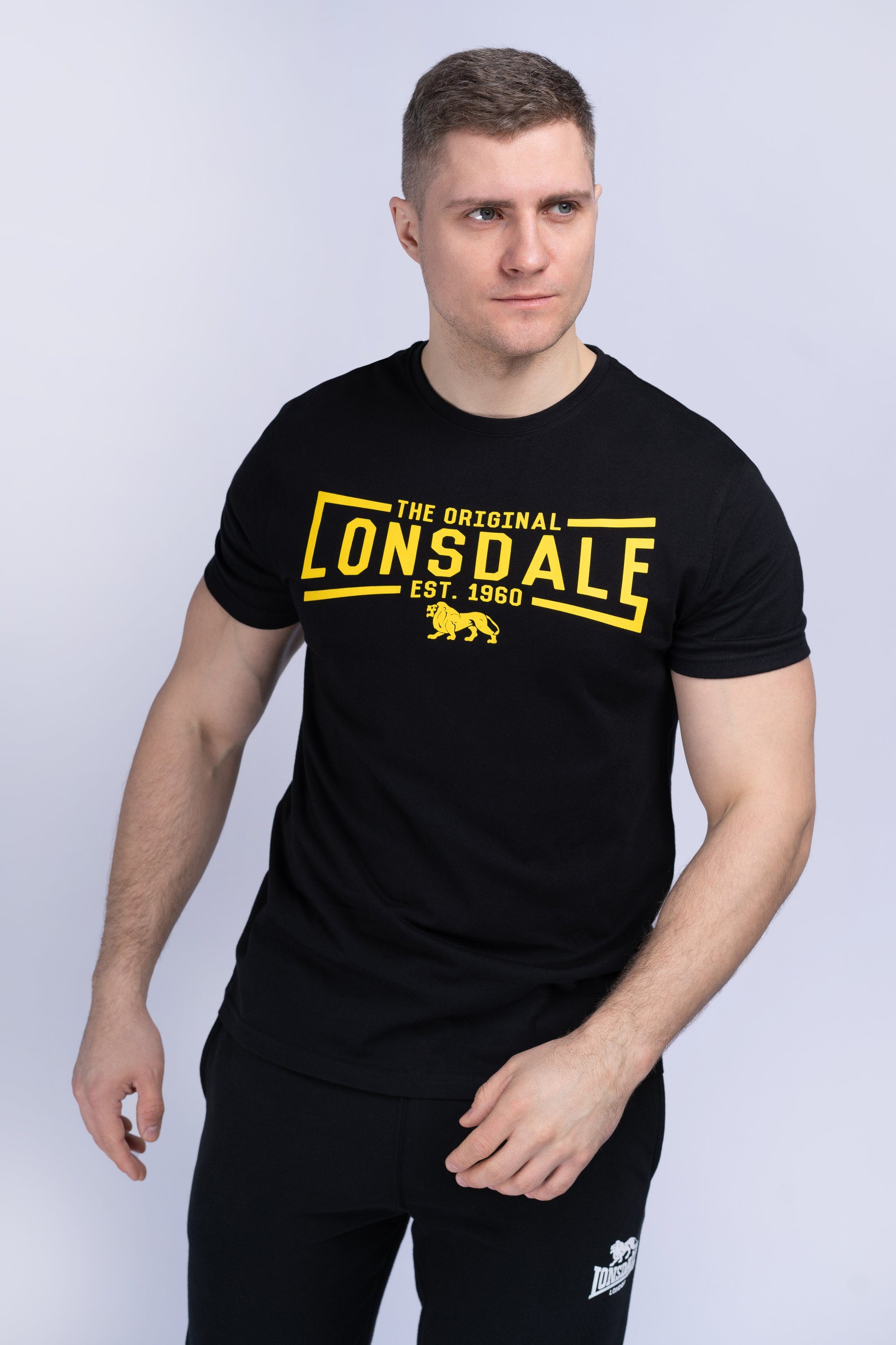 Berühmte Luxusmarke Lonsdale T-Shirt NYBSTER Black/Yellow