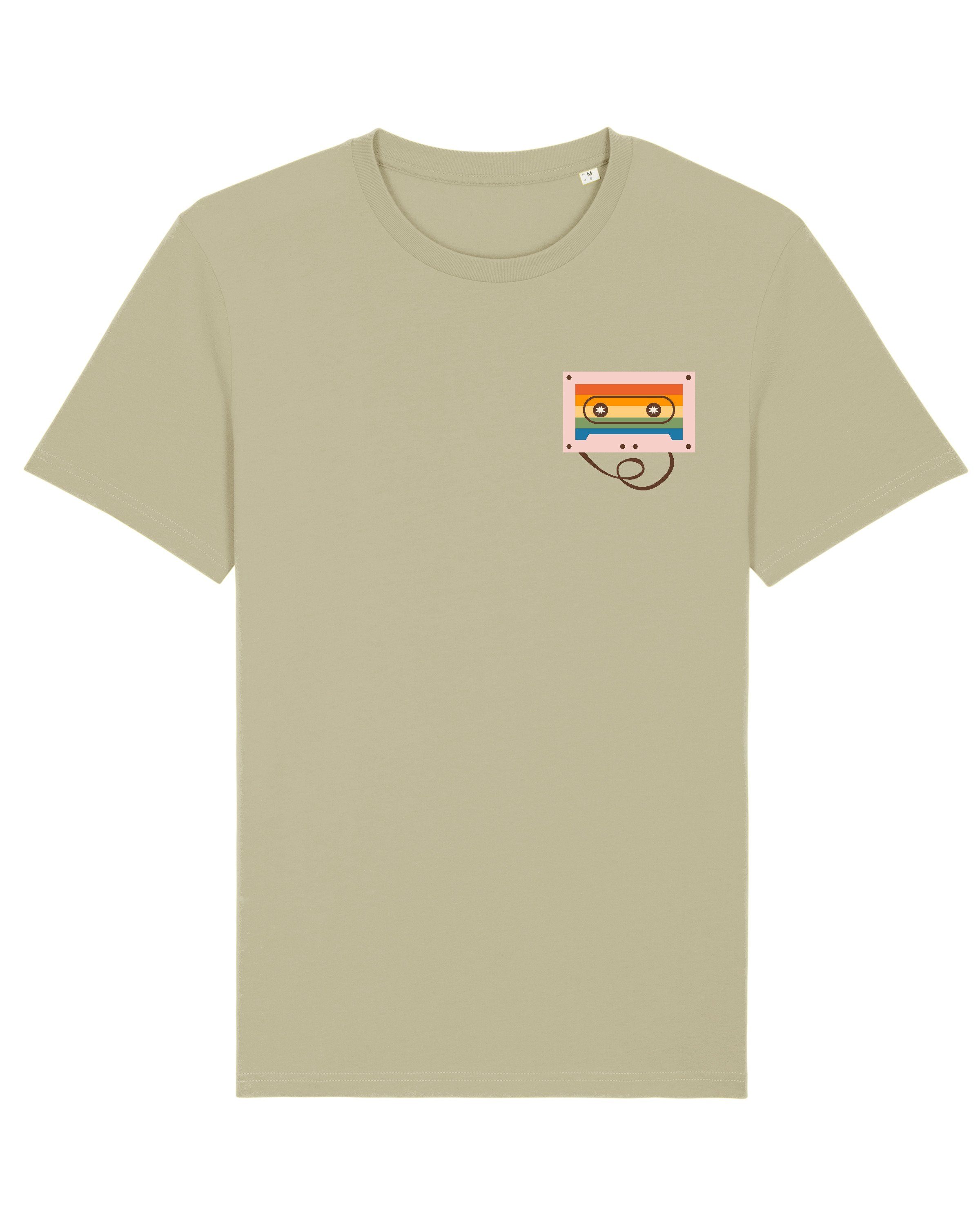 Cassette Apparel (1-tlg) wat? Print-Shirt Rainbow salbeigrün