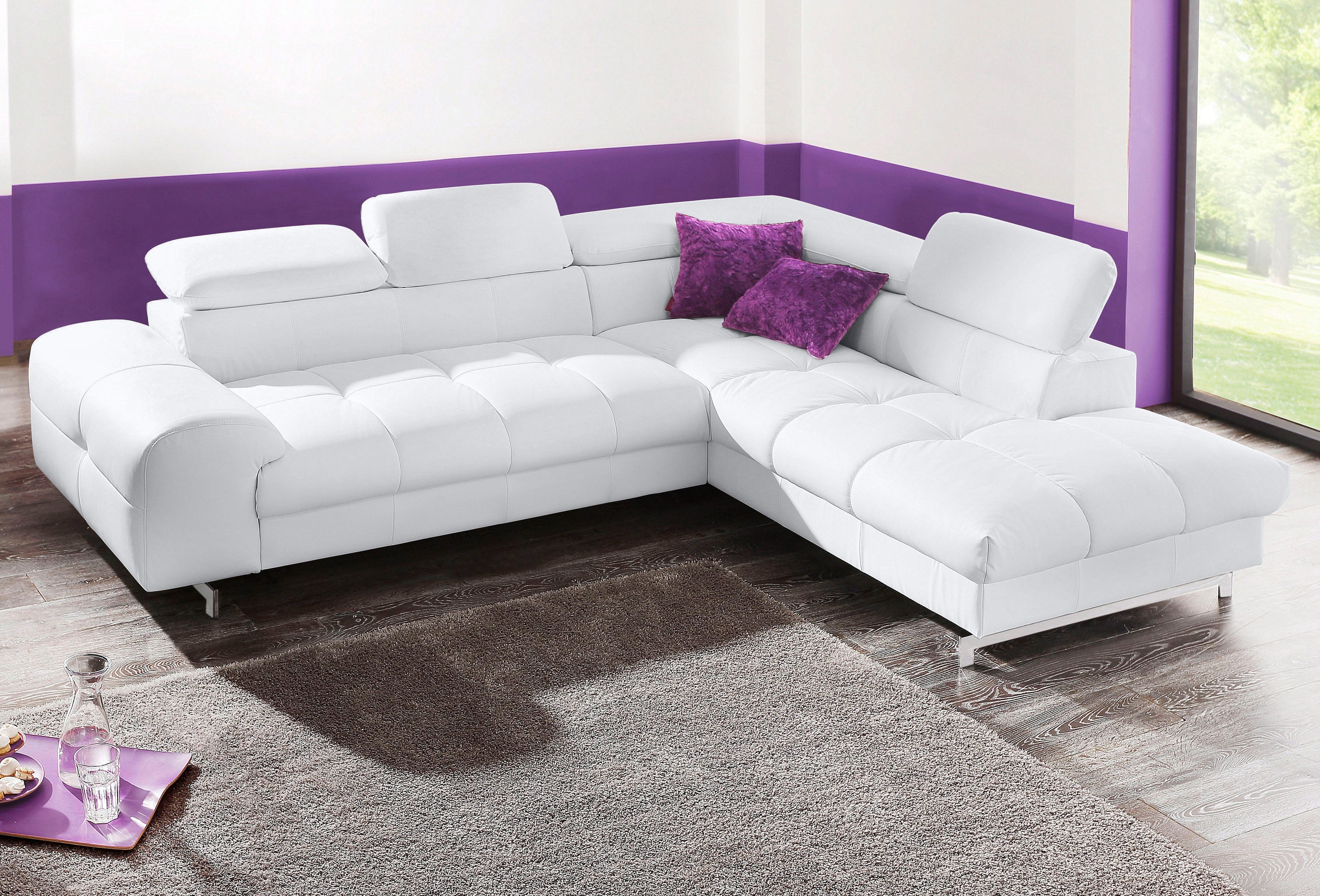 COTTA Ecksofa "Chef L-Form", mit Kopfteilverstellung, edle Metallkufen, wah günstig online kaufen