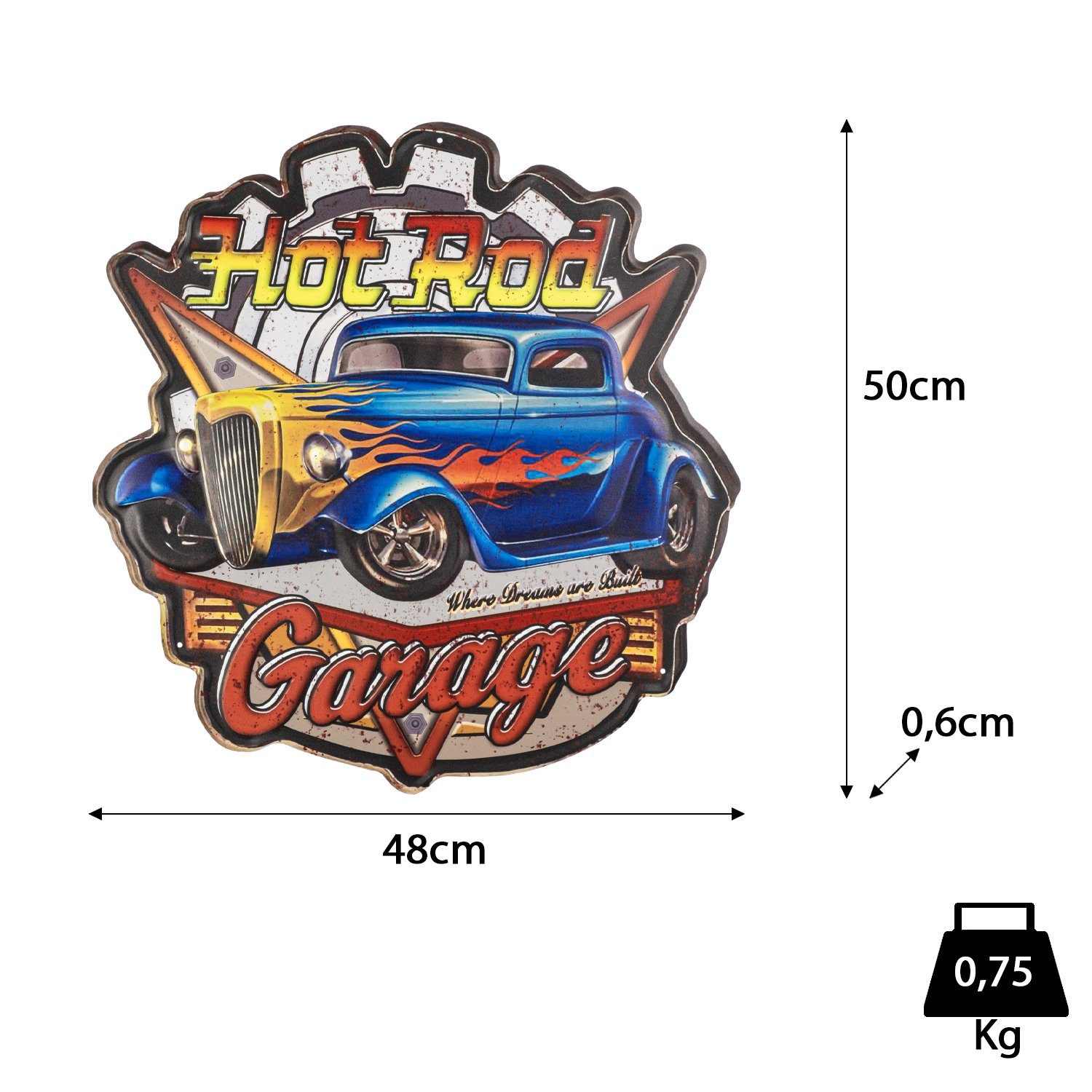 Moritz Metallschild Hot Rod Garage Oldtimer Auto, Vintage Retro Deko Schild Metallschild Wandbild Schild