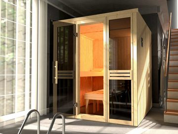 weka Sauna Classic, BxTxH: 177 x 194 x 199 cm, 68 mm, 7,5 kW Ofen mit ext. Steuerung, Fenster