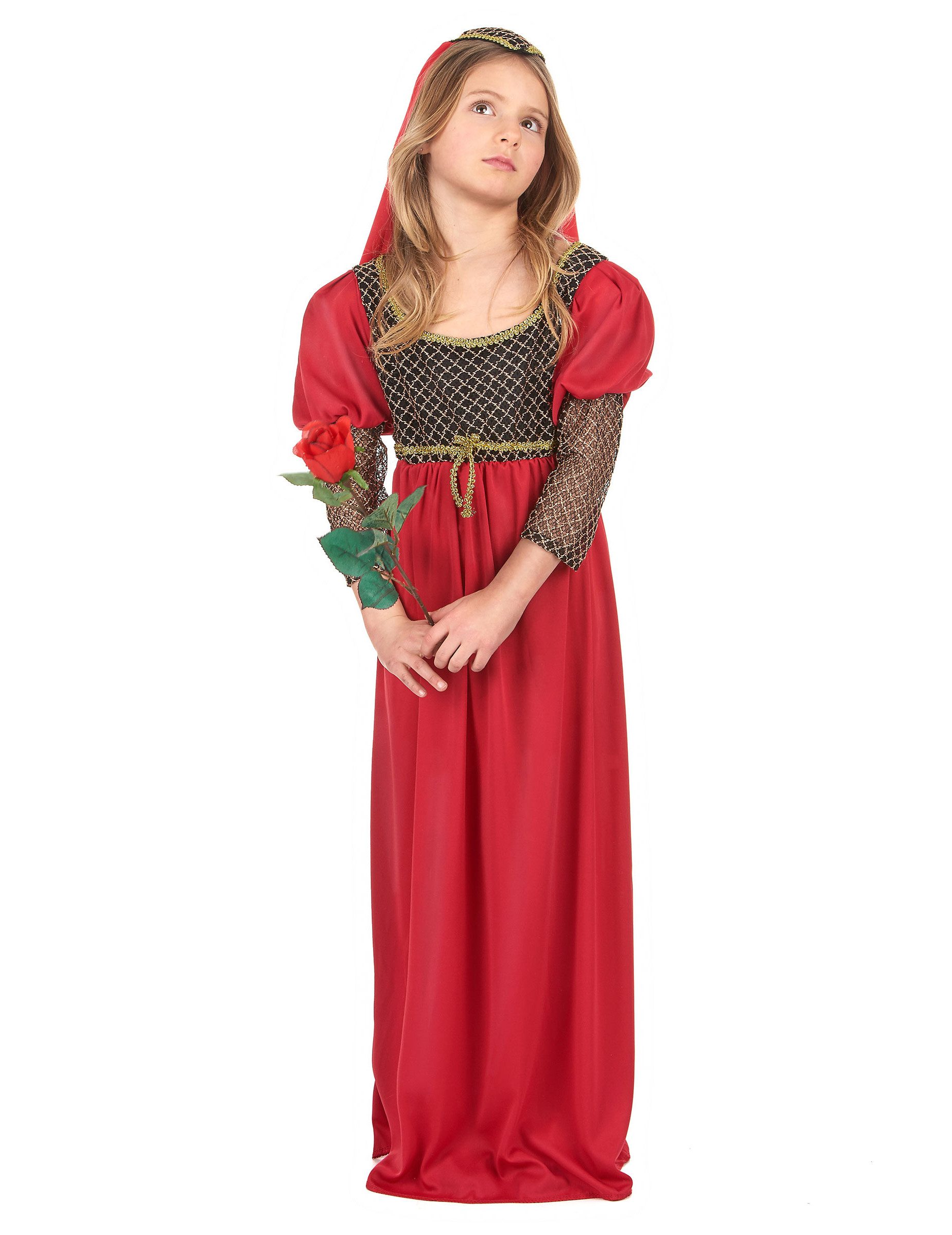 JADEO Kostüm Julia Mädchenkostüm Theater-Kostüm rot-schwarz-gold