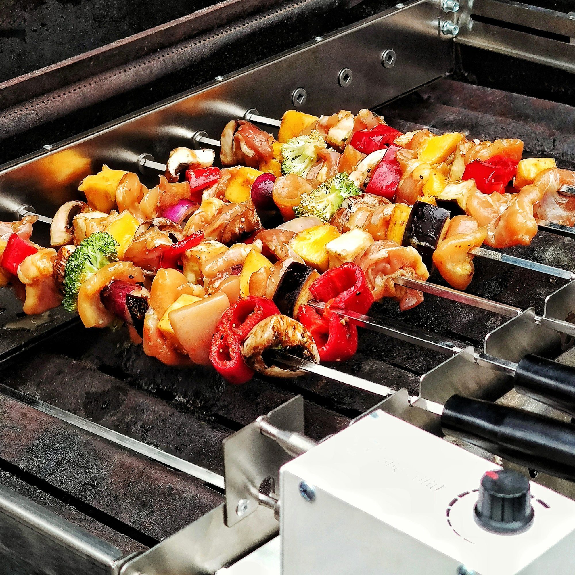 BBQ-Toro Drehspieß Edelstahl Grillaufsatz, 10 Spieße 58 x 26-40 cm, Motor links – Bild 2 von 5