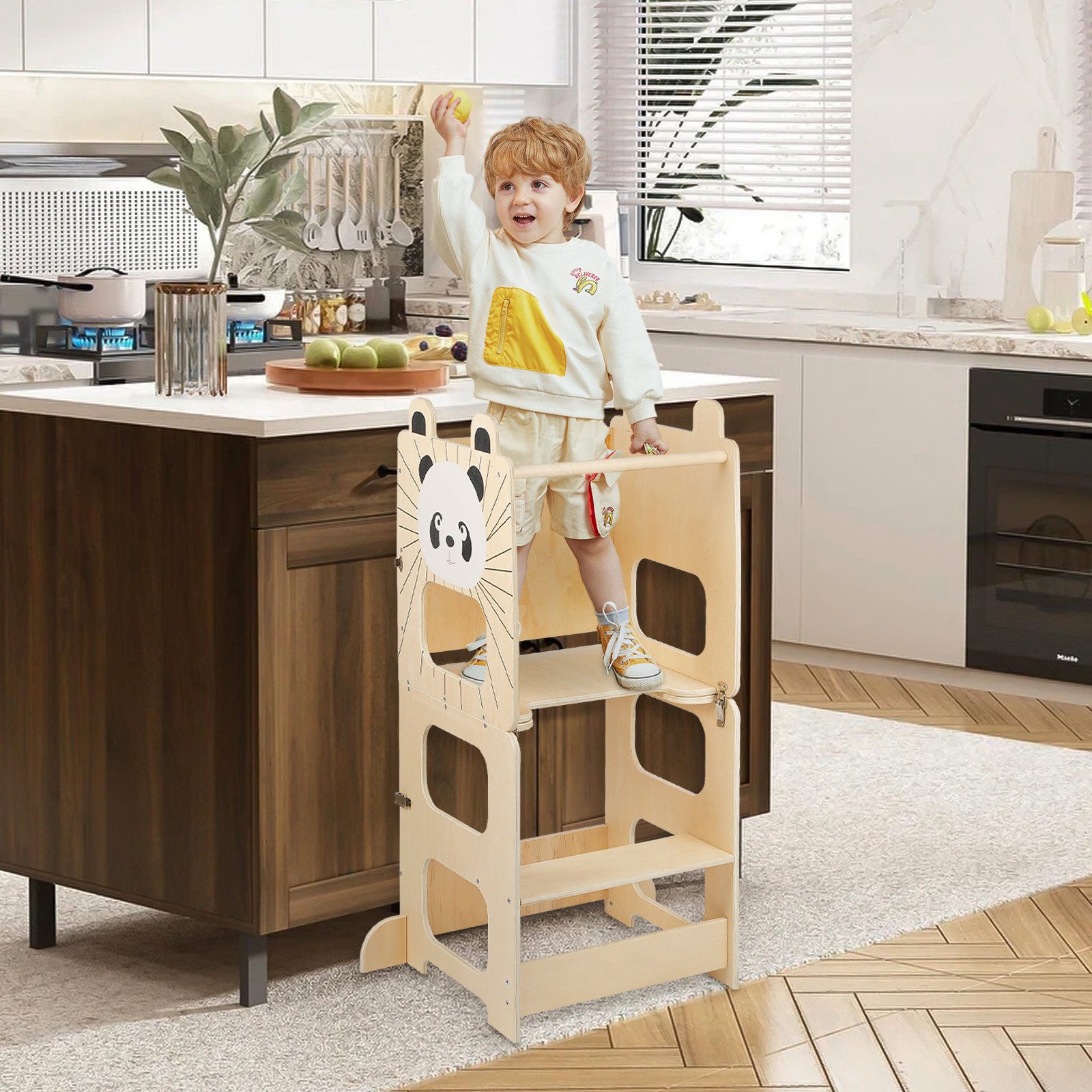 JEOBEST Stehhilfe Kleinkindturm, Lernturm, Stehturm, 3-in-1-Küchenhocker, günstig online kaufen